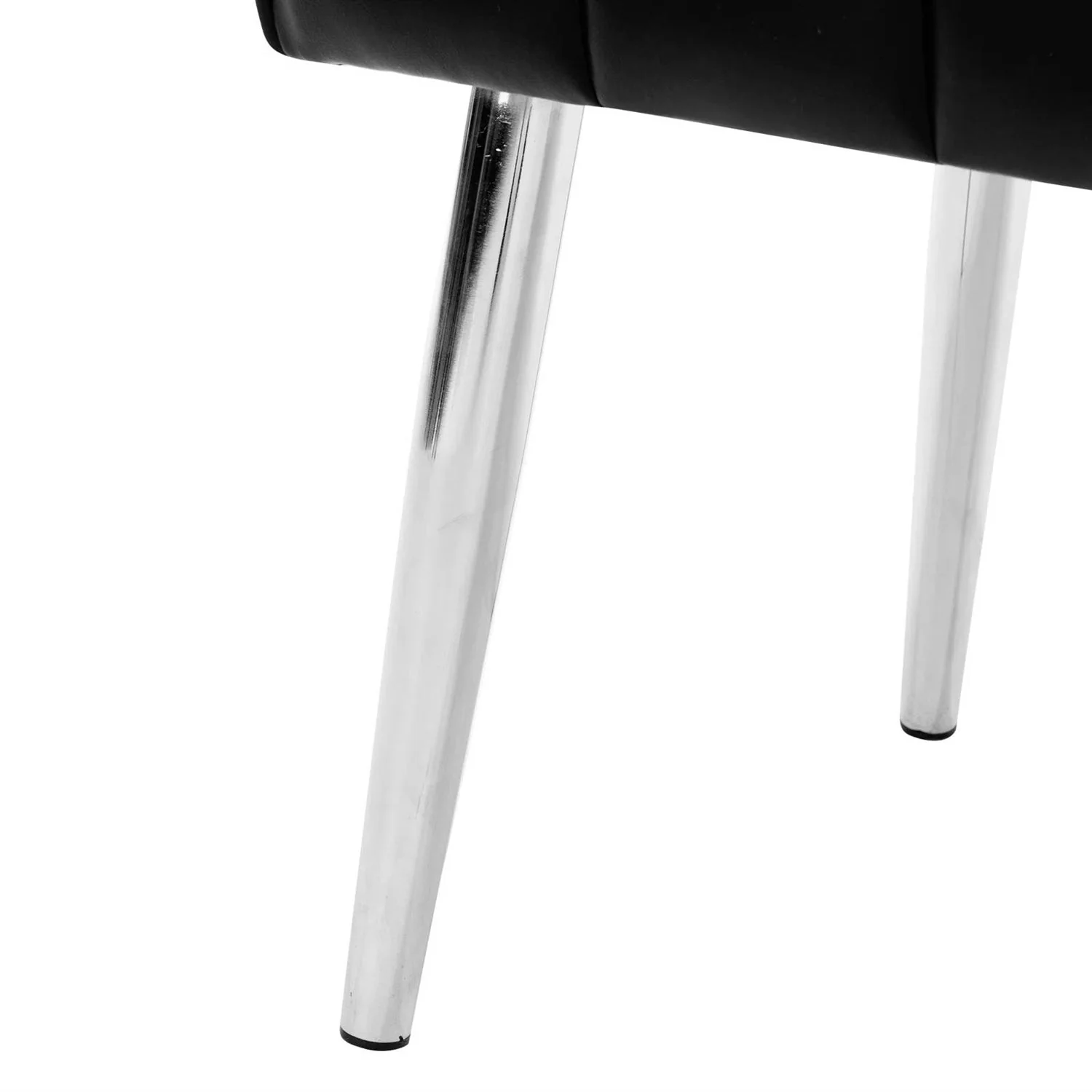 Mid-Century Modern End of Bed Bench with Black PU Leather Seat and Tapered Legs - Image 4