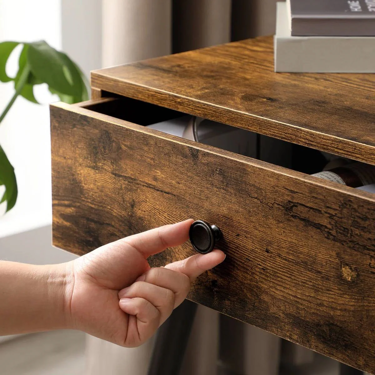 Mid-Century Modern Farmhouse Bedroom 1-Drawer Nightstand End Table - Image 3