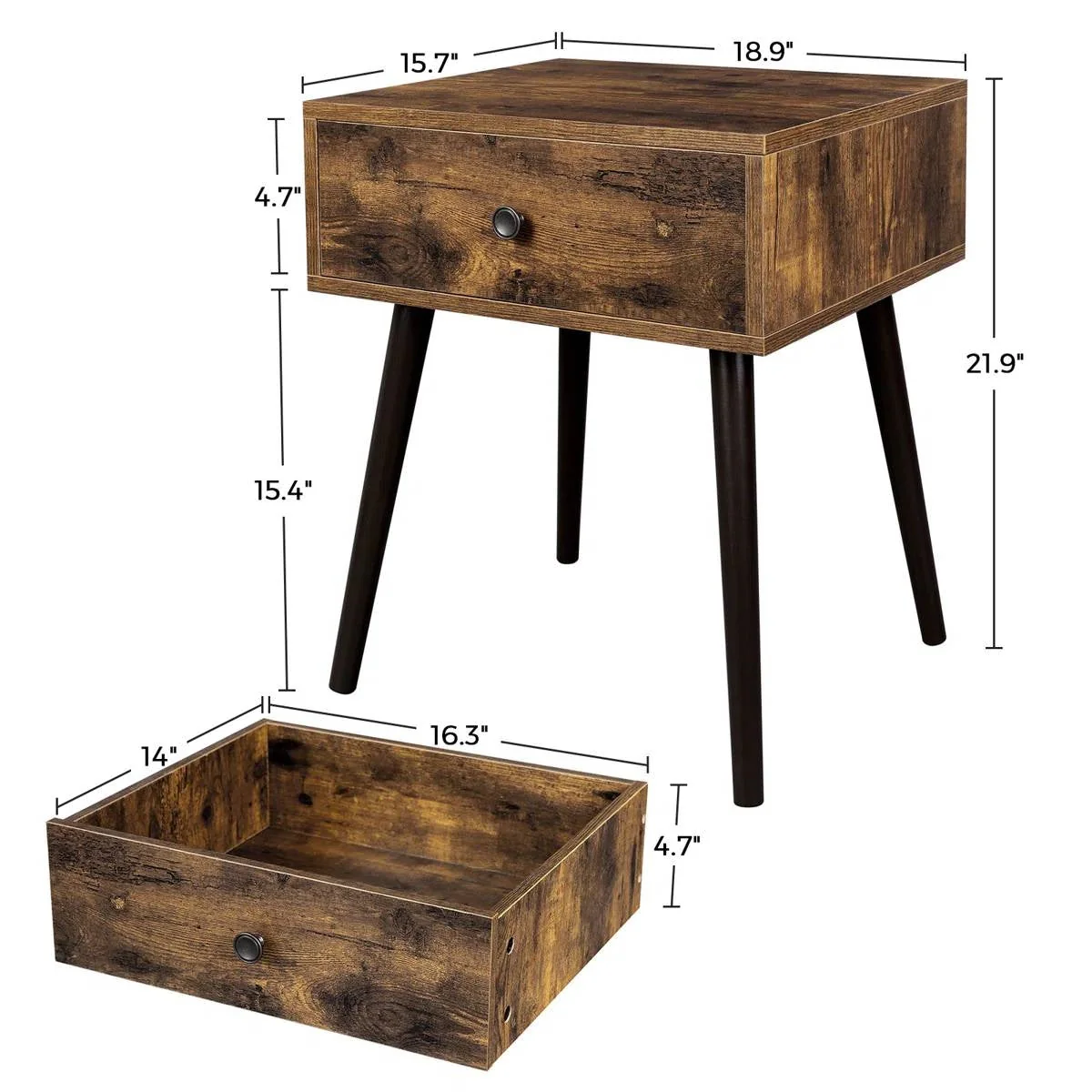 Mid-Century Modern Farmhouse Bedroom 1-Drawer Nightstand End Table - Image 5