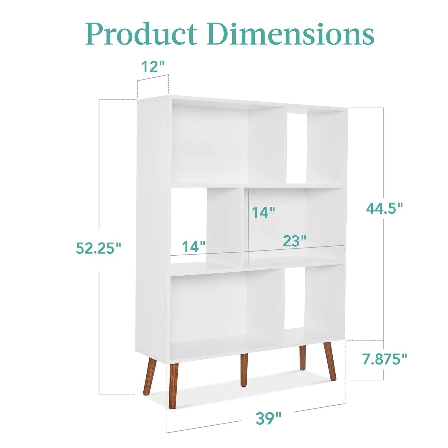 Mid Century Modern Style Bookcase Storage Shelving Unit in White Wood Finish - Image 2