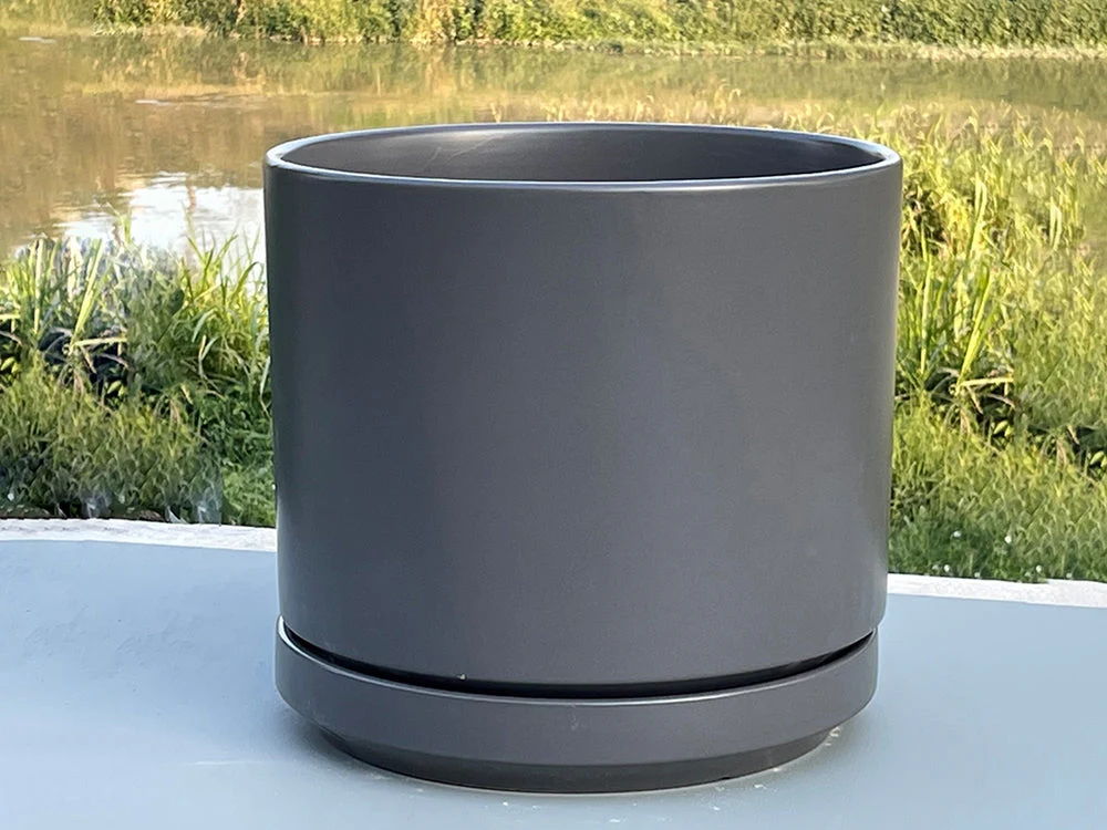 Mid Modern Planter With Detached Saucer "10.0" D x 9.0" H" By Plantatorem - Image 12