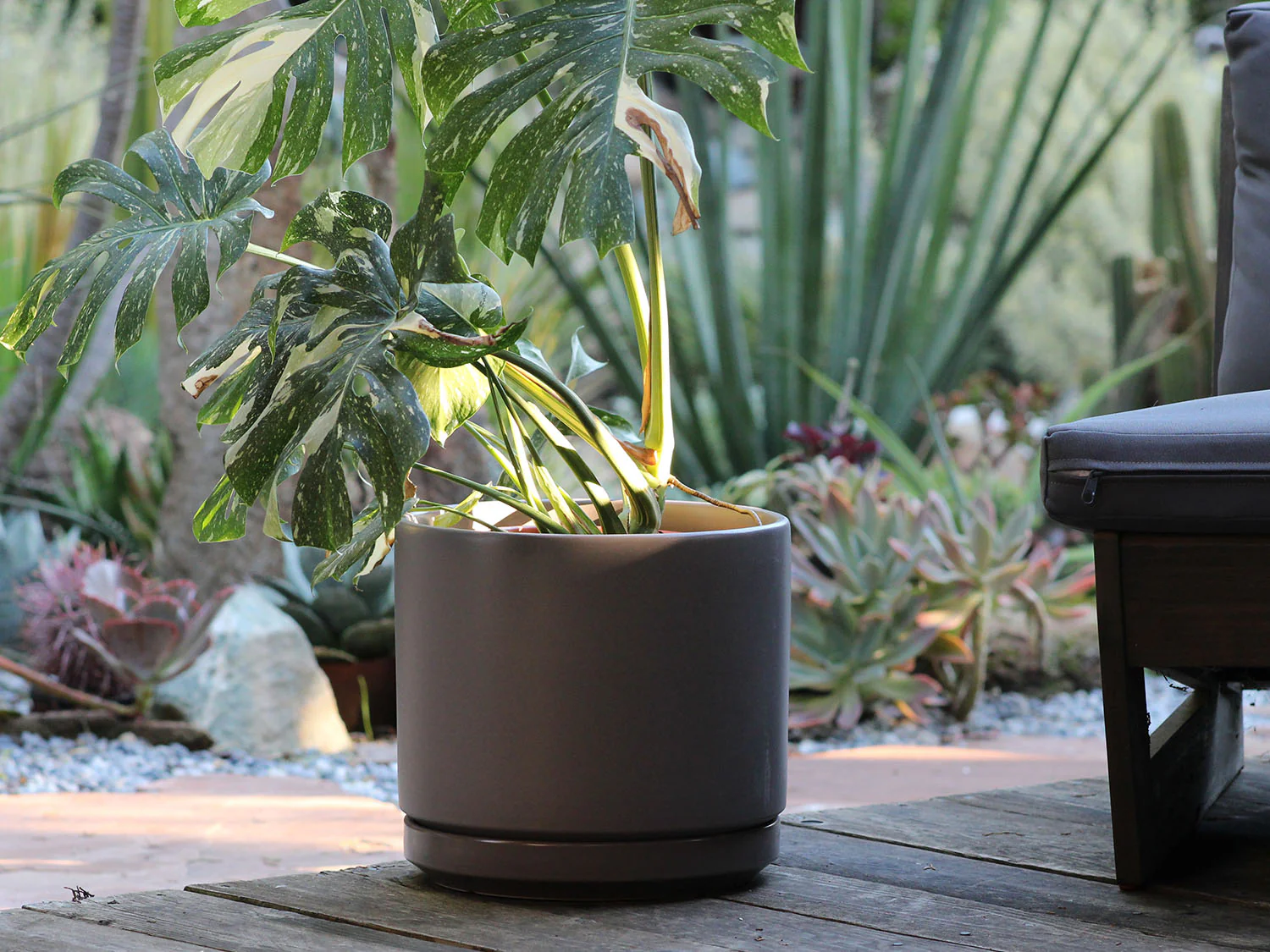 Mid Modern Planter With Detached Saucer "10.0" D x 9.0" H" By Plantatorem - Image 19