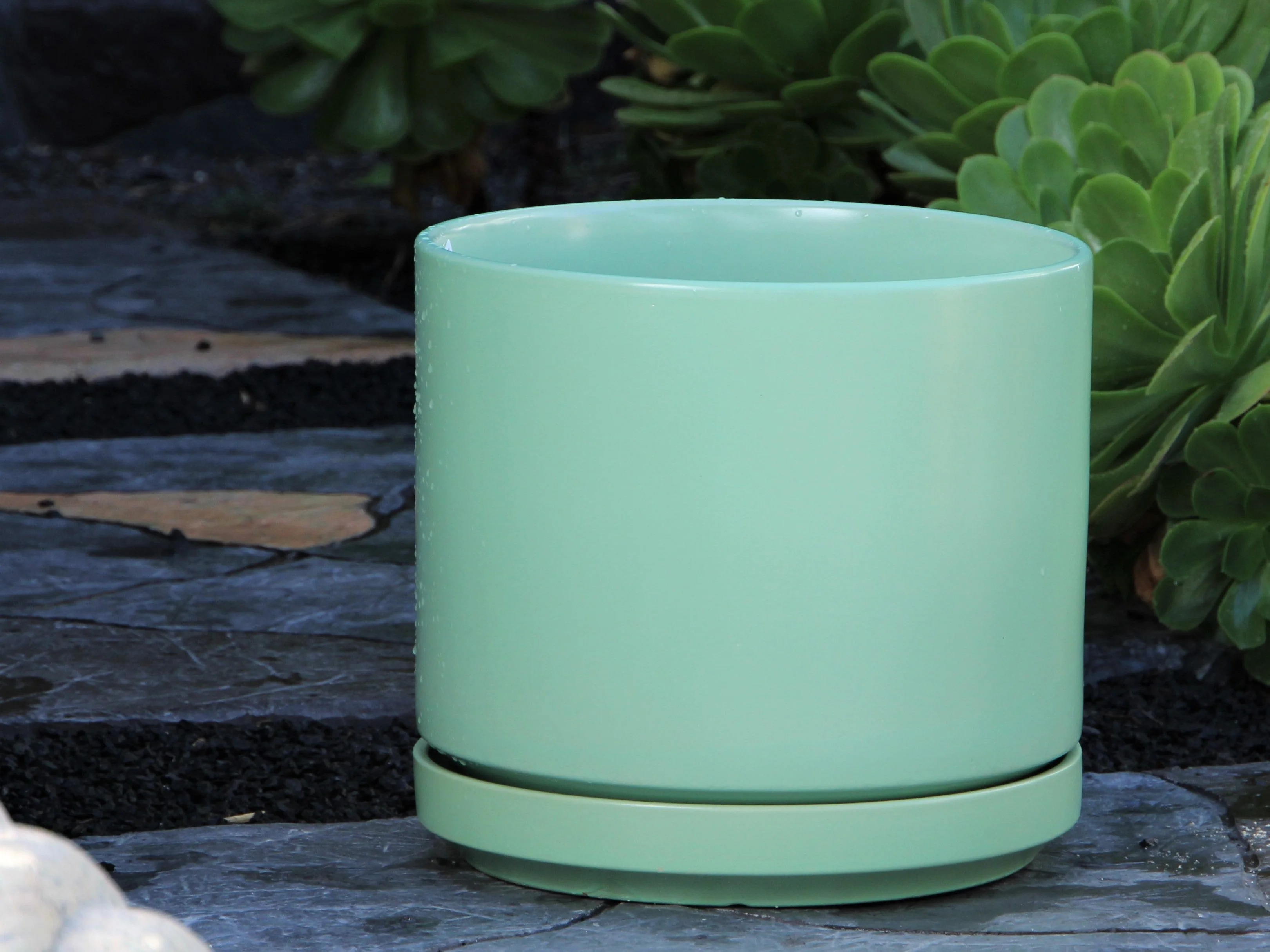 Mid Modern Planter With Detached Saucer "14.0" D x 12.0" H" By Plantatorem - Image 14