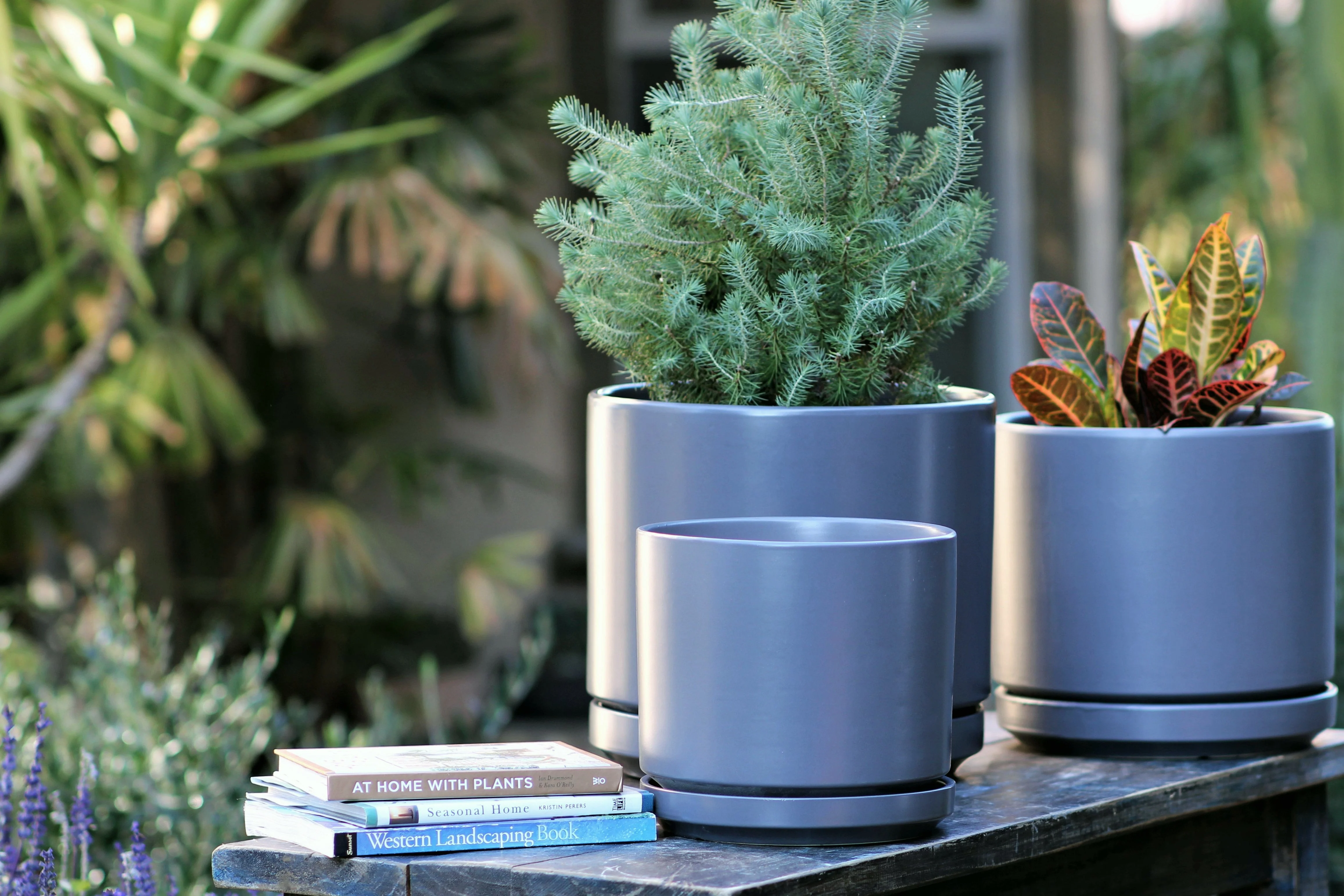 Mid Modern Planter With Detached Saucer "14.0" D x 12.0" H" By Plantatorem - Image 24