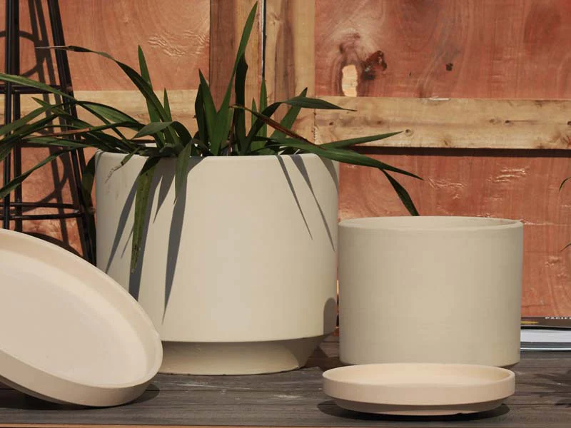 Mid Modern Planter With Detached Saucer "14.0" D x 12.0" H" By Plantatorem - Image 27