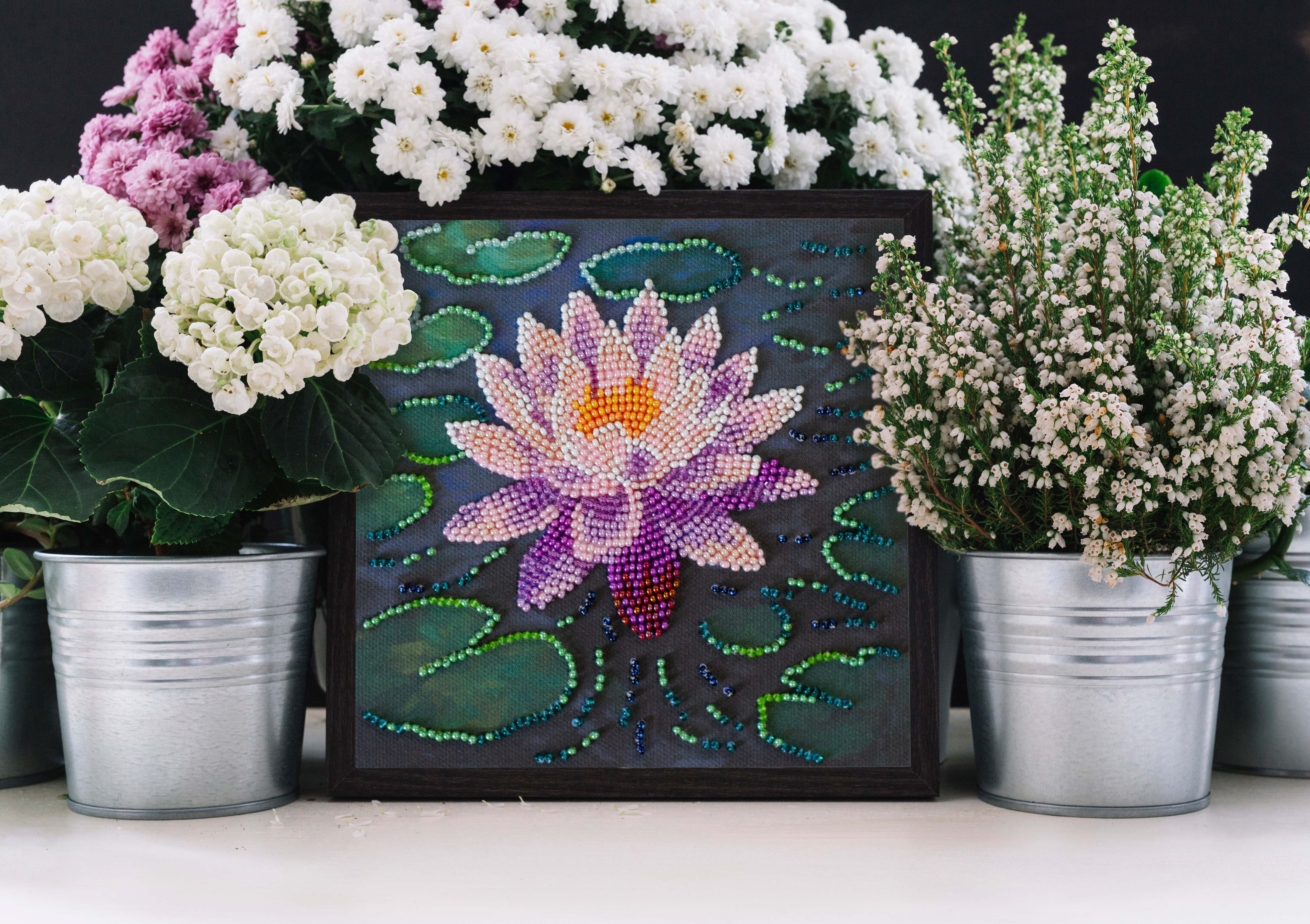 Mini Bead embroidery kit - Water lily AM-262 - Image 6