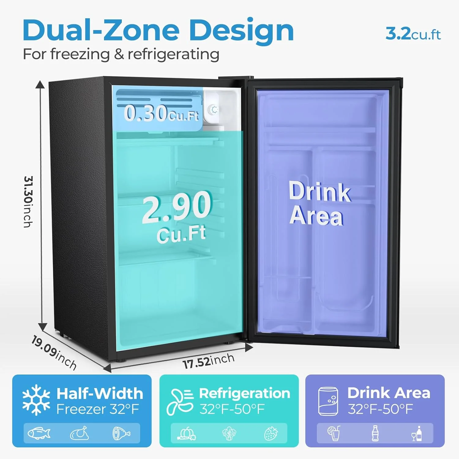 Mini Compact Refrigerator with Freezer, 2.6 Cu.Ft 58070RRE0 - Image 16