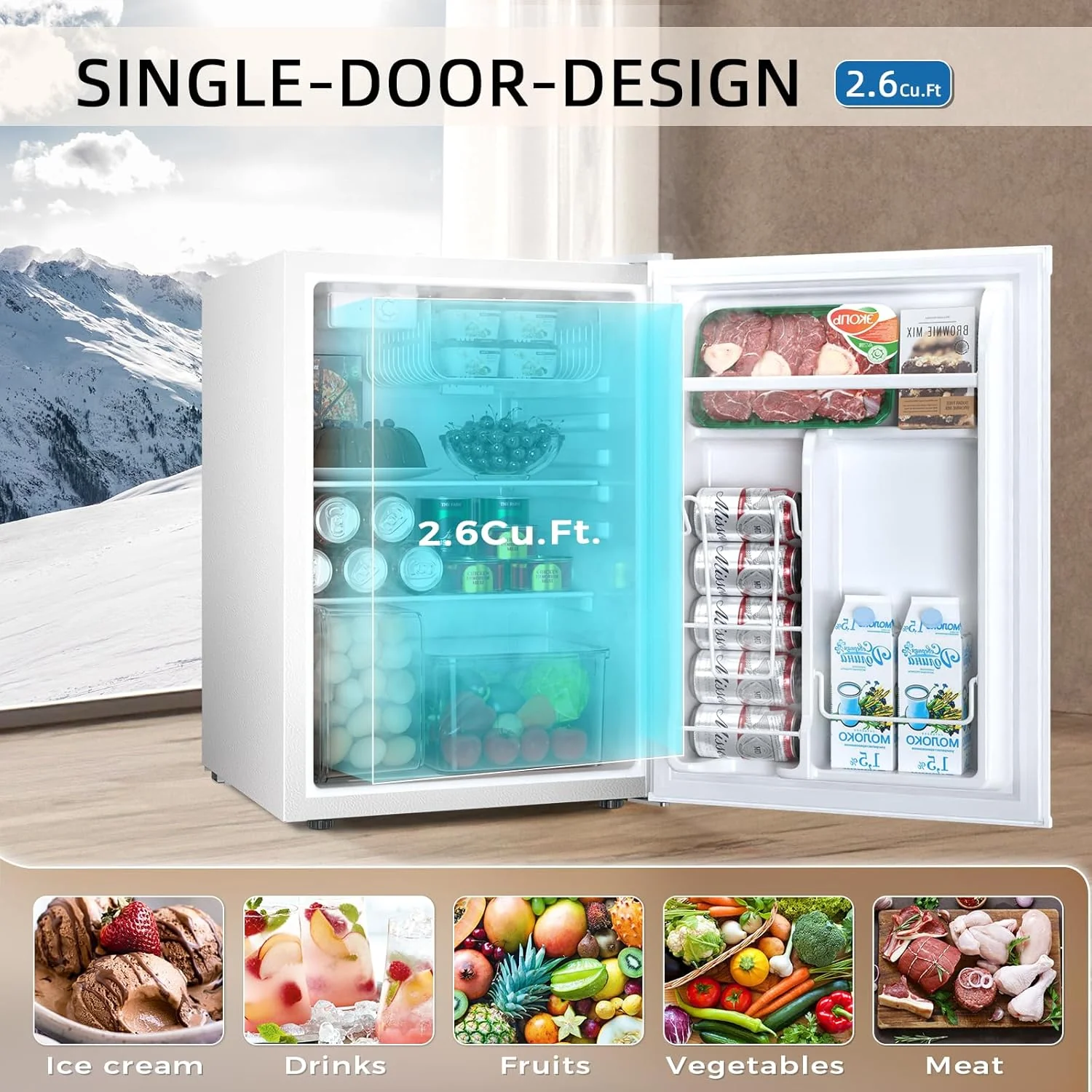Mini Compact Refrigerator with Freezer, 2.6 Cu.Ft 58070RRE0 - Image 9