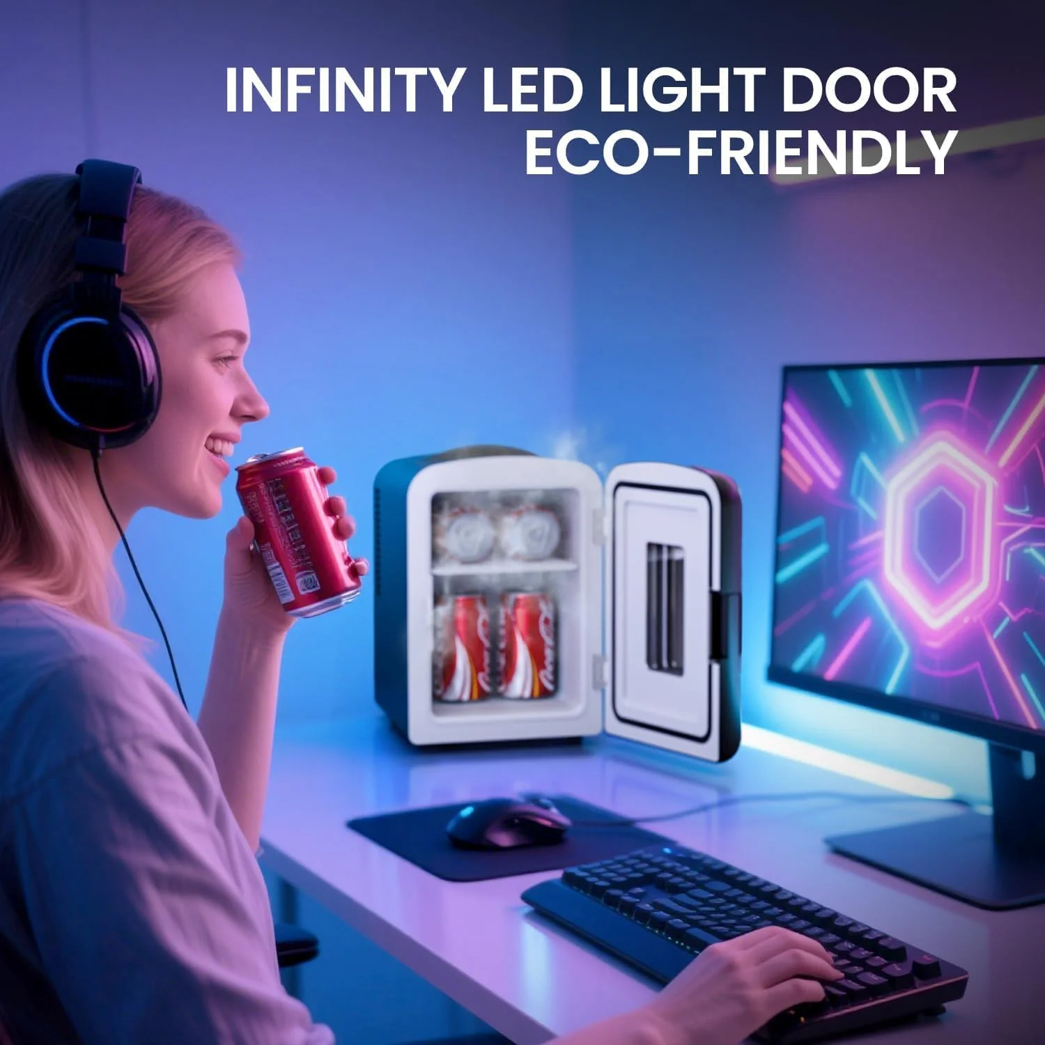Mini Compact Refrigerator with Gaming Light  F3404L - Image 13