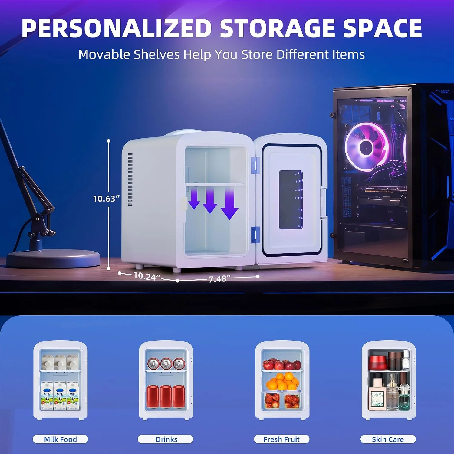 Mini Compact Refrigerator with Gaming Light  F3404L - Image 6