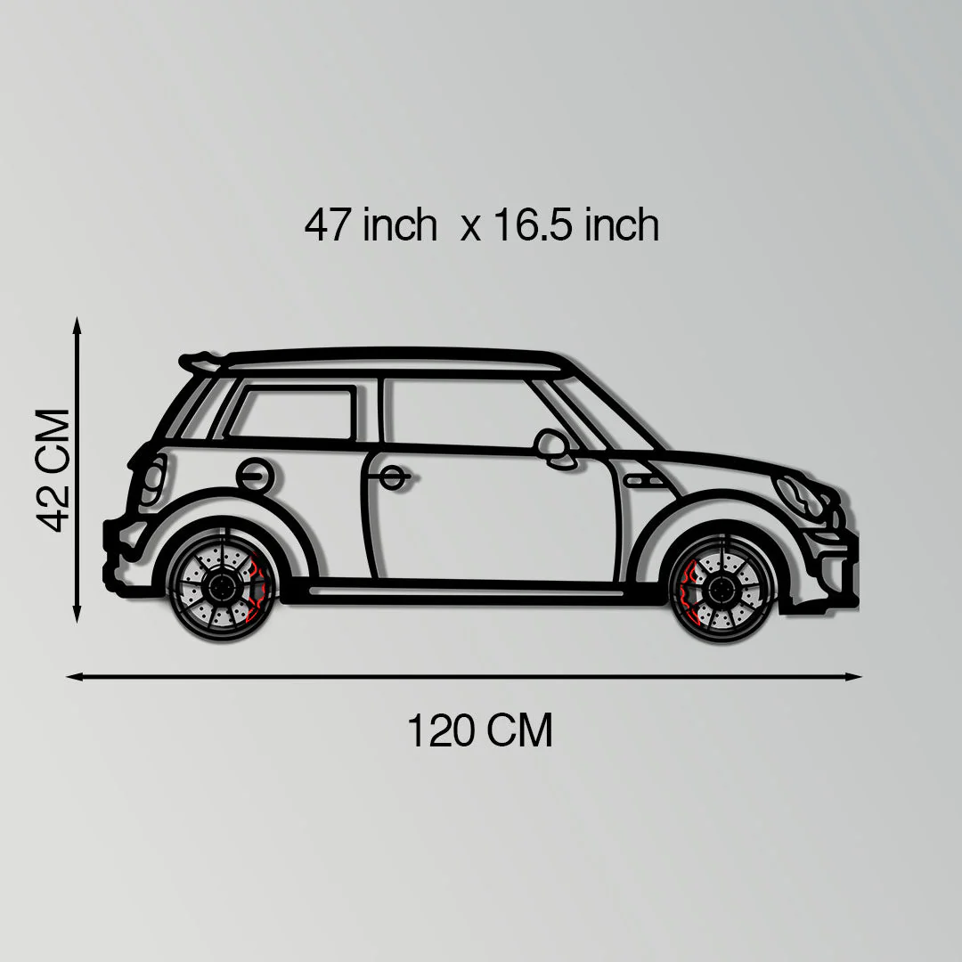 Mini Cooper Metal Car Wall Art with Rotating Wheels - Iconic British Compact Silhouette - Interactive Automotive Wall Decor - KAFMEKA151 - Image 10