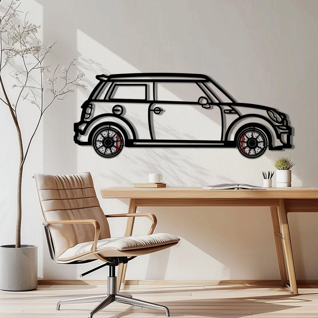 Mini Cooper Metal Car Wall Art with Rotating Wheels - Iconic British Compact Silhouette - Interactive Automotive Wall Decor - KAFMEKA151 - Image 2