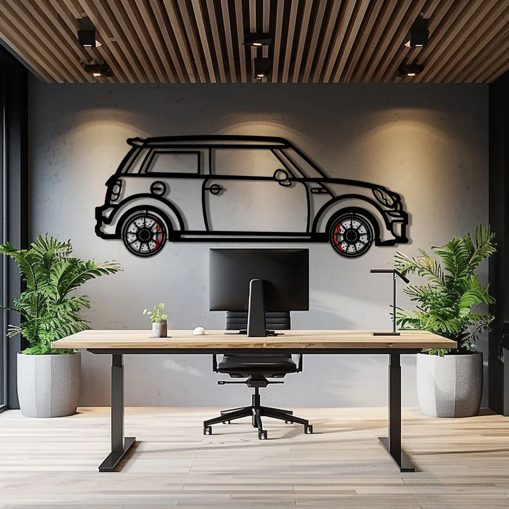 Mini Cooper Metal Car Wall Art with Rotating Wheels - Iconic British Compact Silhouette - Interactive Automotive Wall Decor - KAFMEKA151 - Image 8