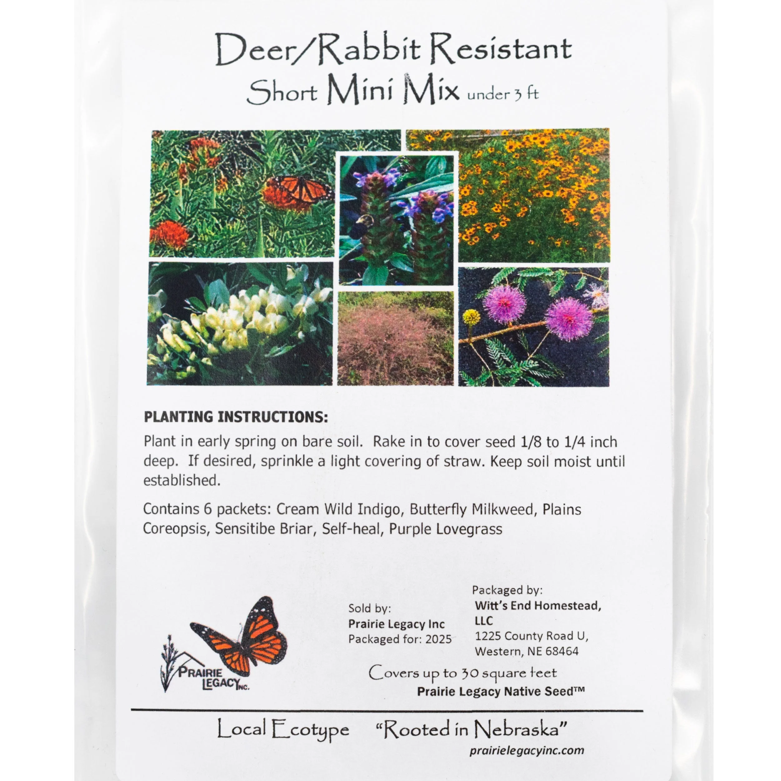 Mini Seed Mix | Deer and Rabbit Resistant | Tall & Short Options | Native | Prairie Legacy Inc
