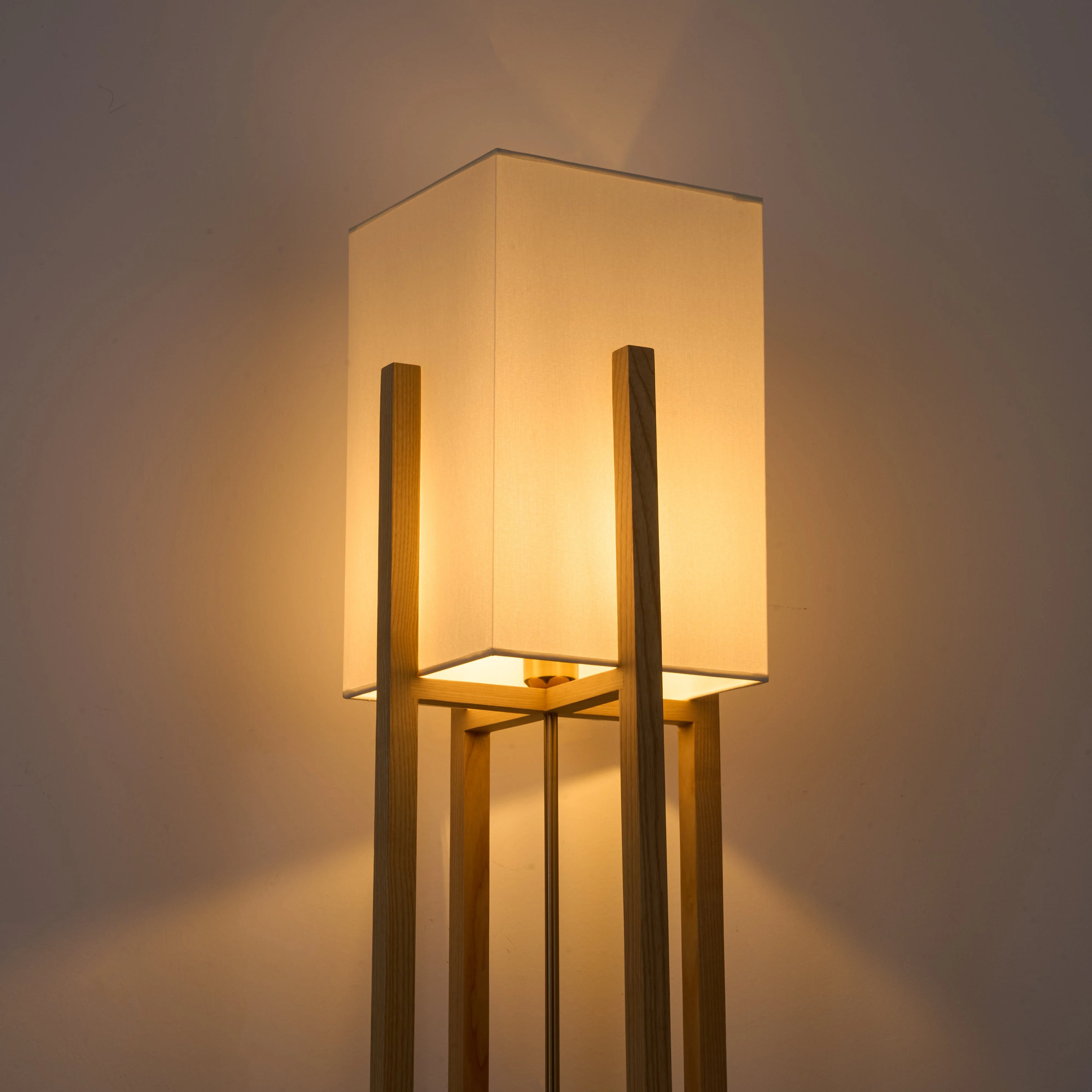 Minimalist Japanese Zen Floor Lamp, Solid Wood Standing Lamp with Soft Fabric Shade - Image 5