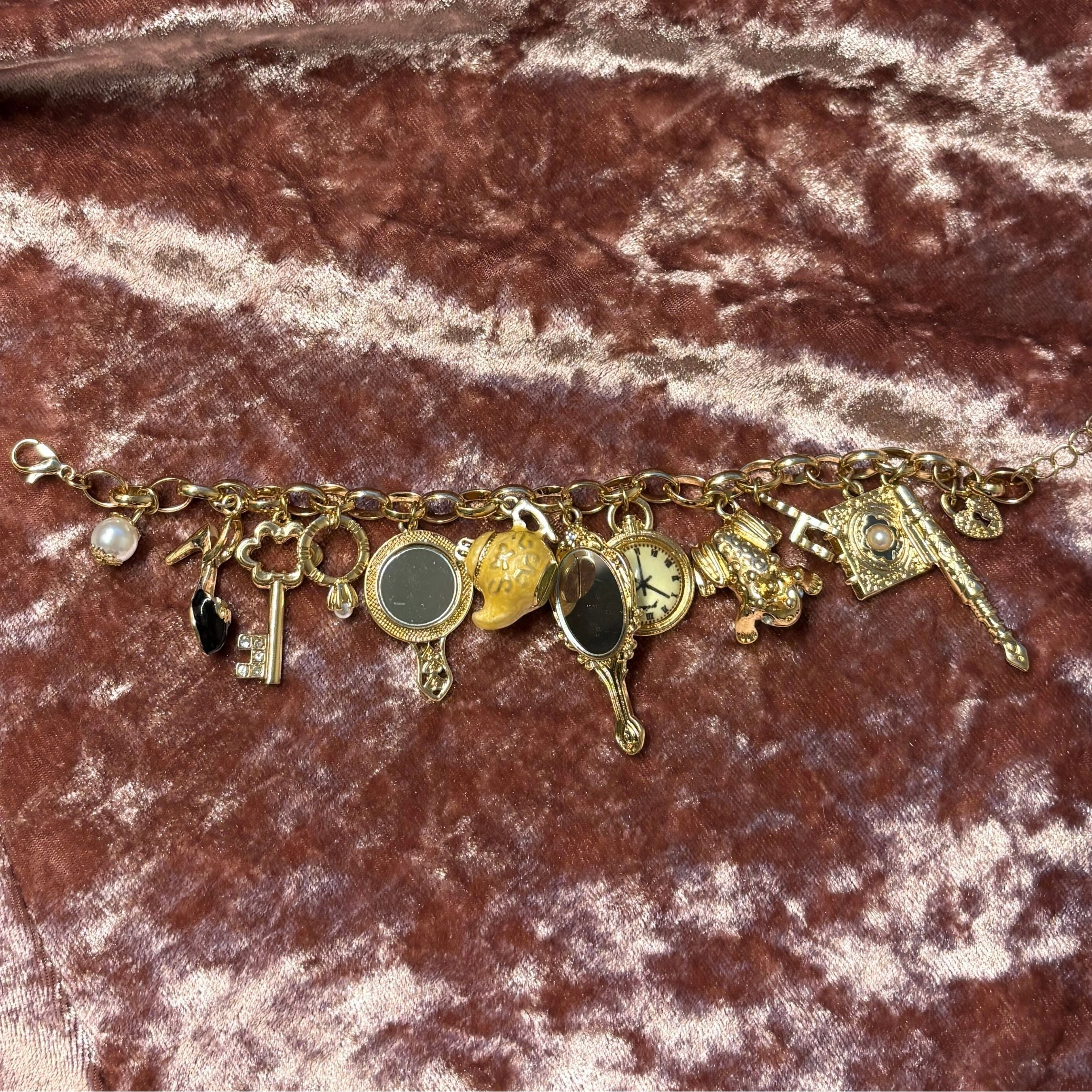 Mirror Mirror Fantasy Gold Charm Bracelet | Fairytale Jewelry - Image 6