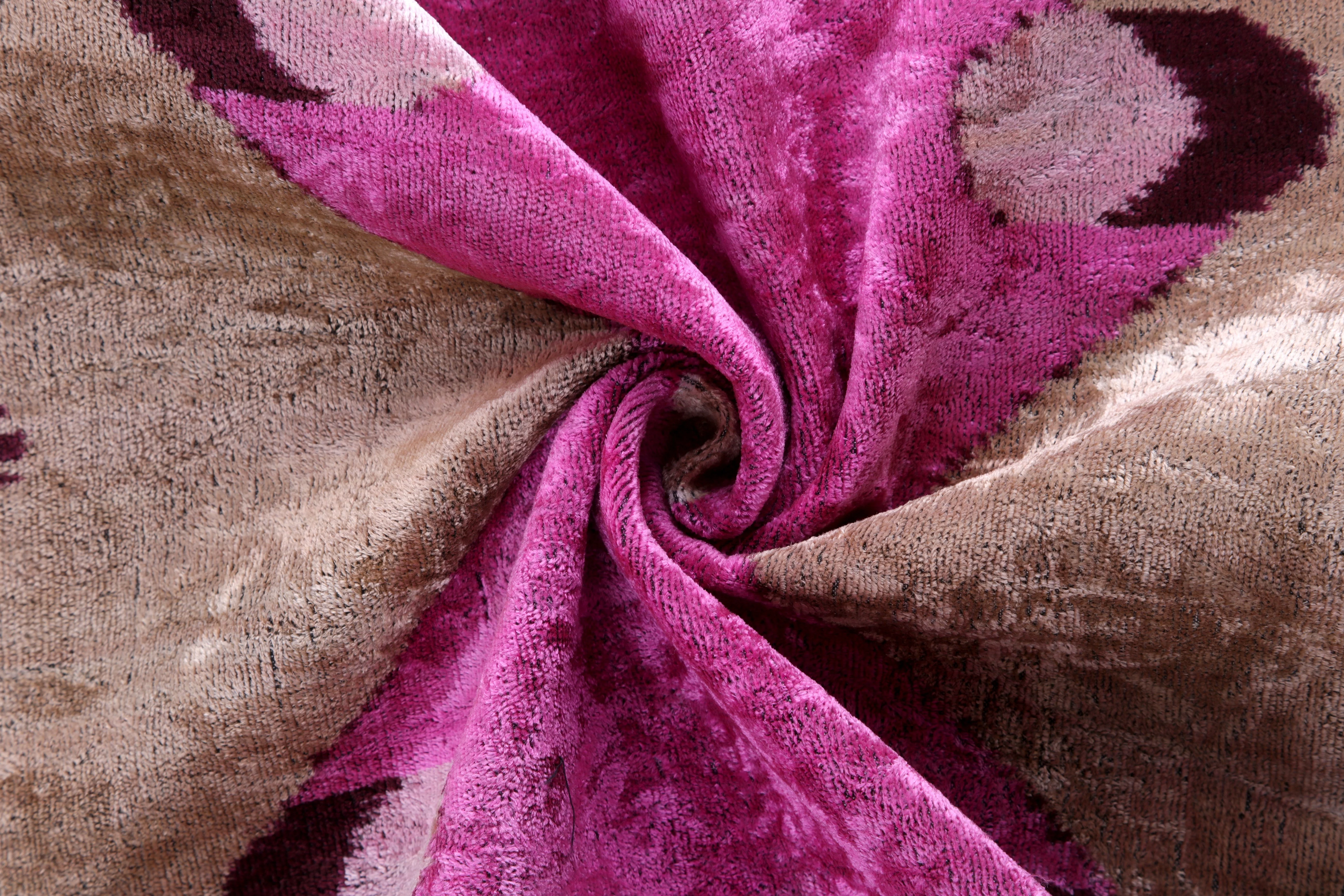 Mirrored Magenta Velvet Pillow – 16x16” | Handmade Silk Luxe - Image 2