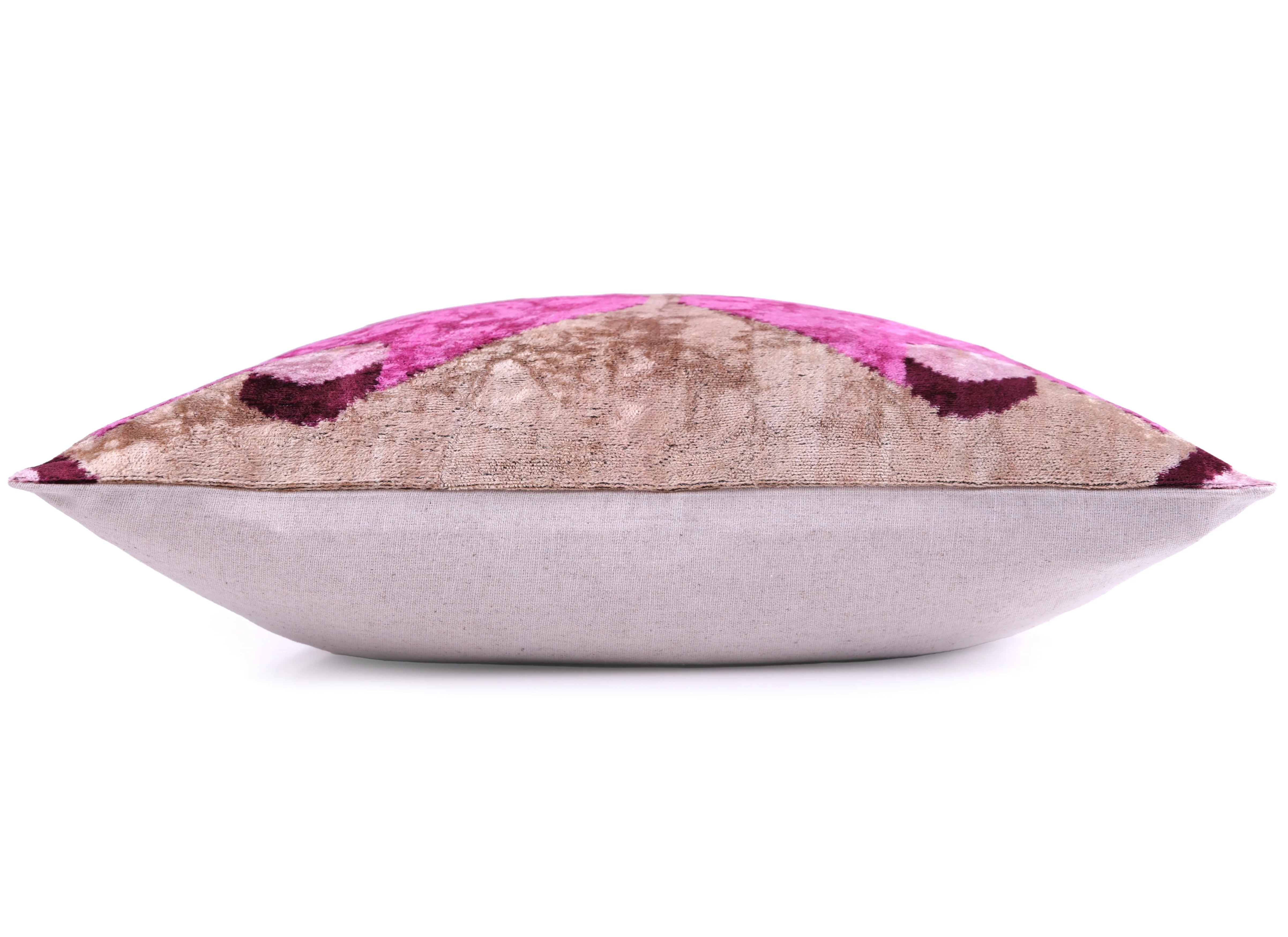 Mirrored Magenta Velvet Pillow – 16x16” | Handmade Silk Luxe - Image 3