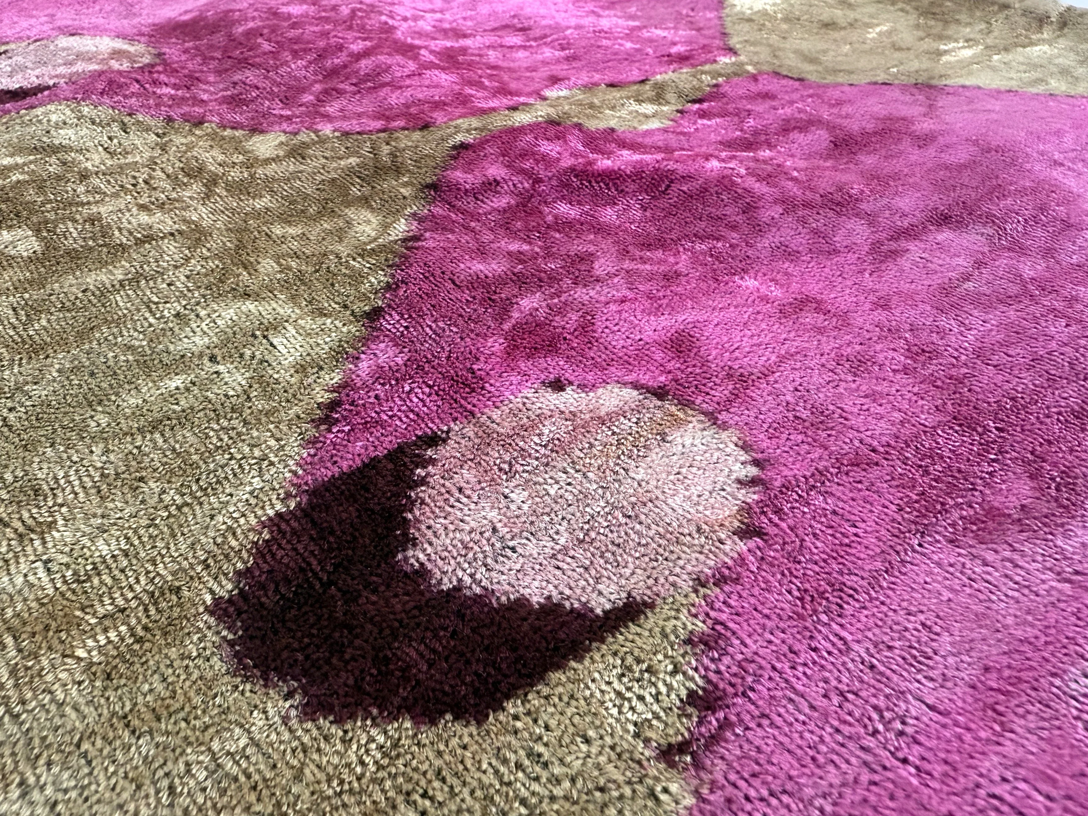 Mirrored Magenta Velvet Pillow – 16x16” | Handmade Silk Luxe - Image 4