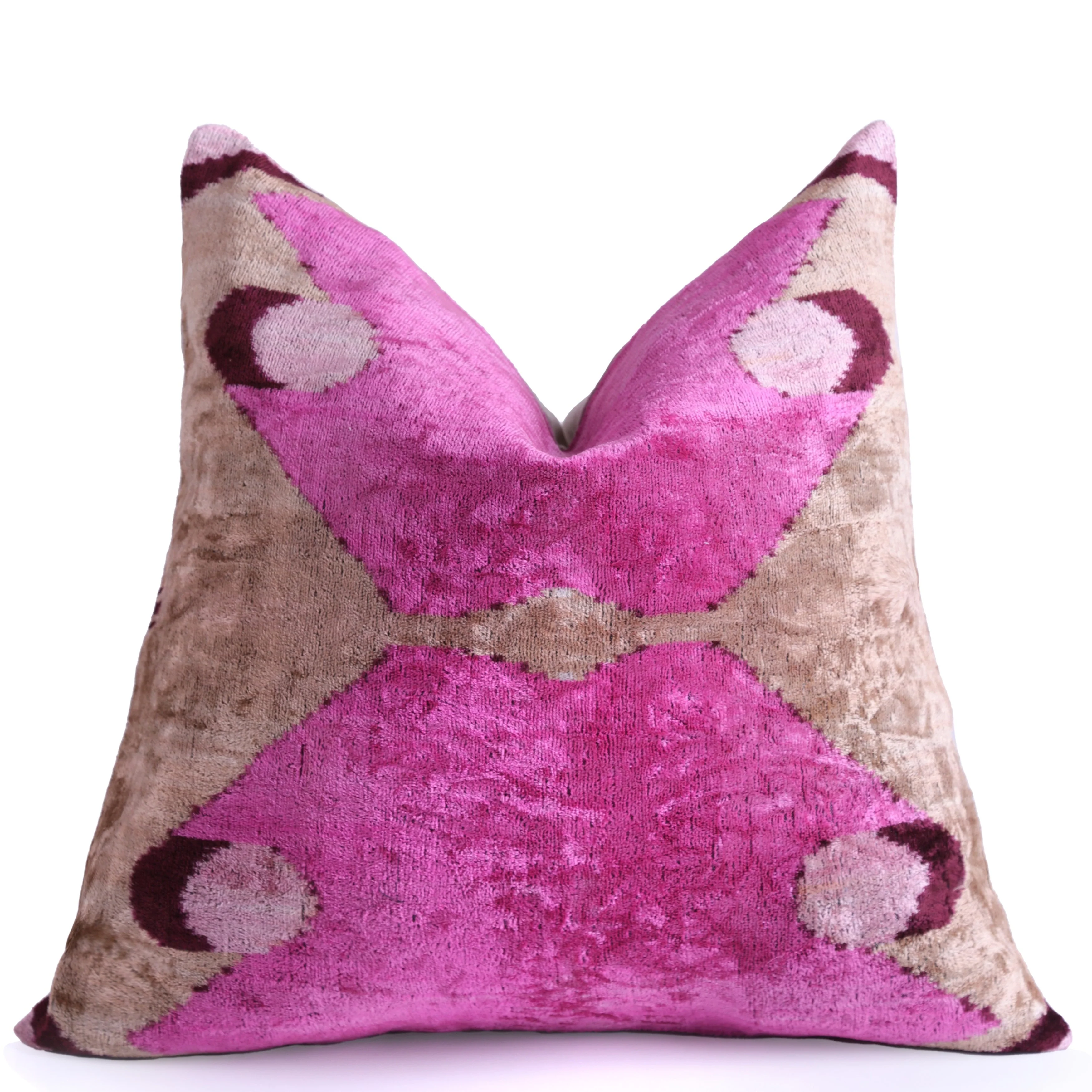 Mirrored Magenta Velvet Pillow – 16x16” | Handmade Silk Luxe - Image 5