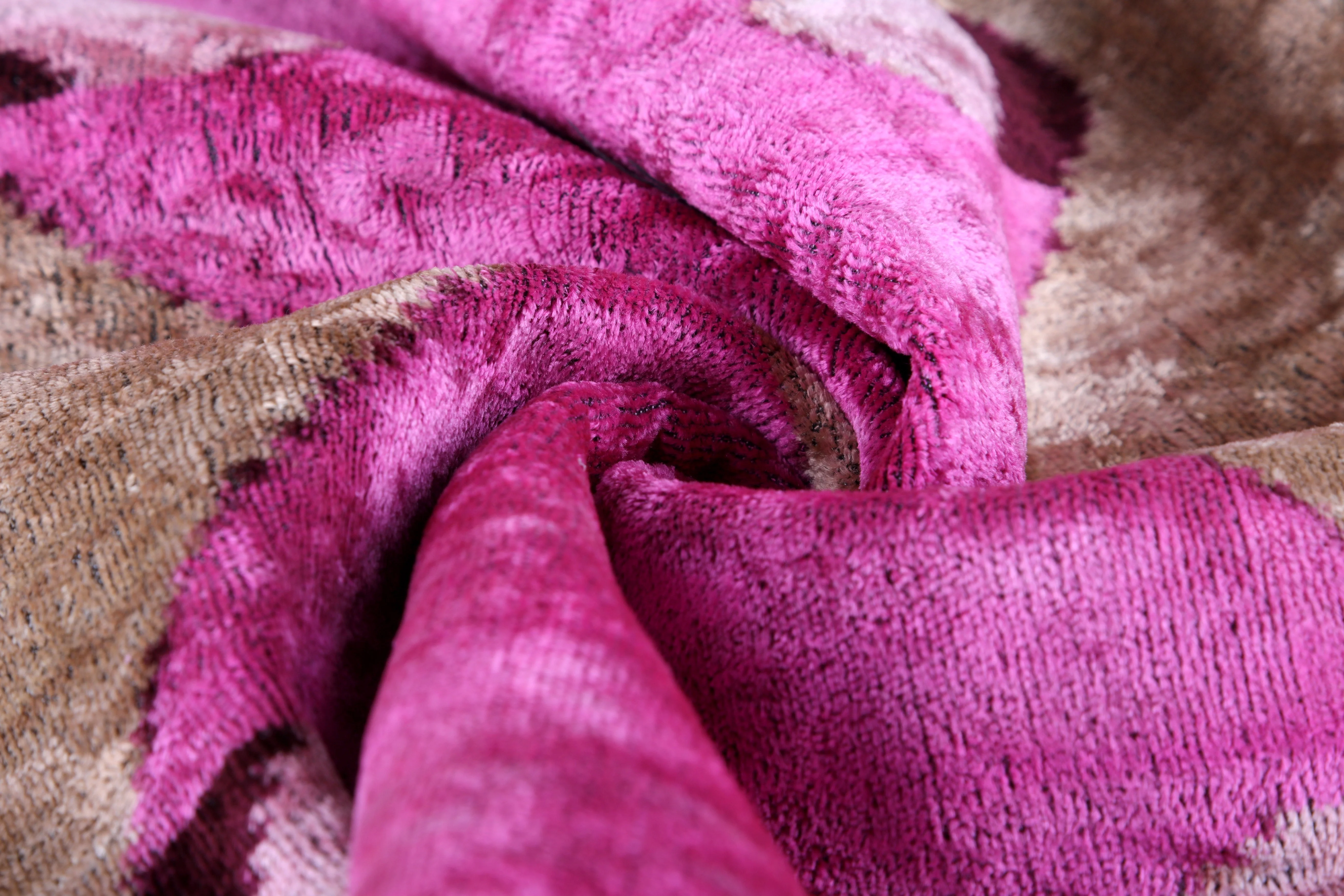 Mirrored Magenta Velvet Pillow – 16x16” | Handmade Silk Luxe - Image 7