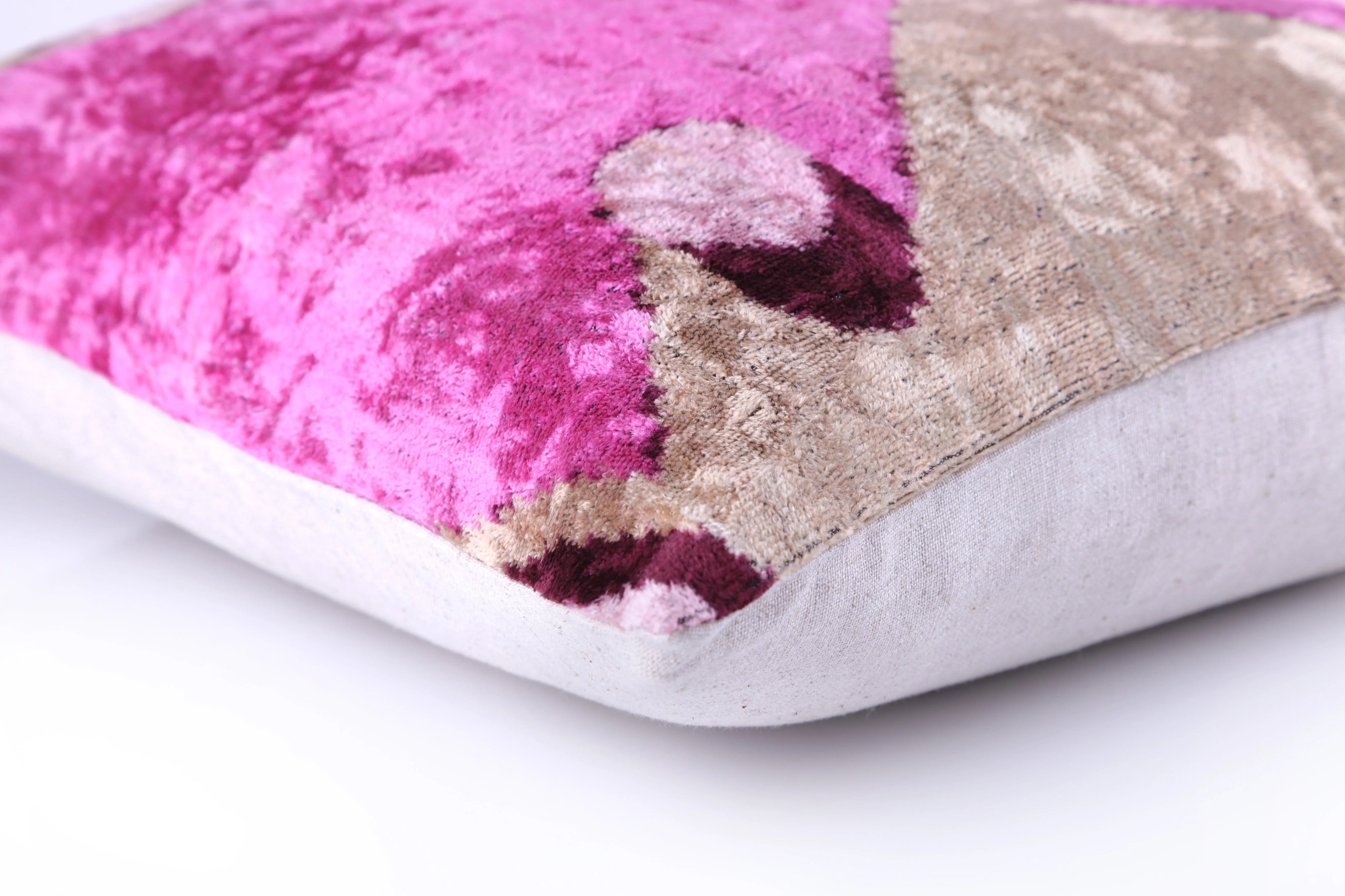 Mirrored Magenta Velvet Pillow – 16x16” | Handmade Silk Luxe - Image 8
