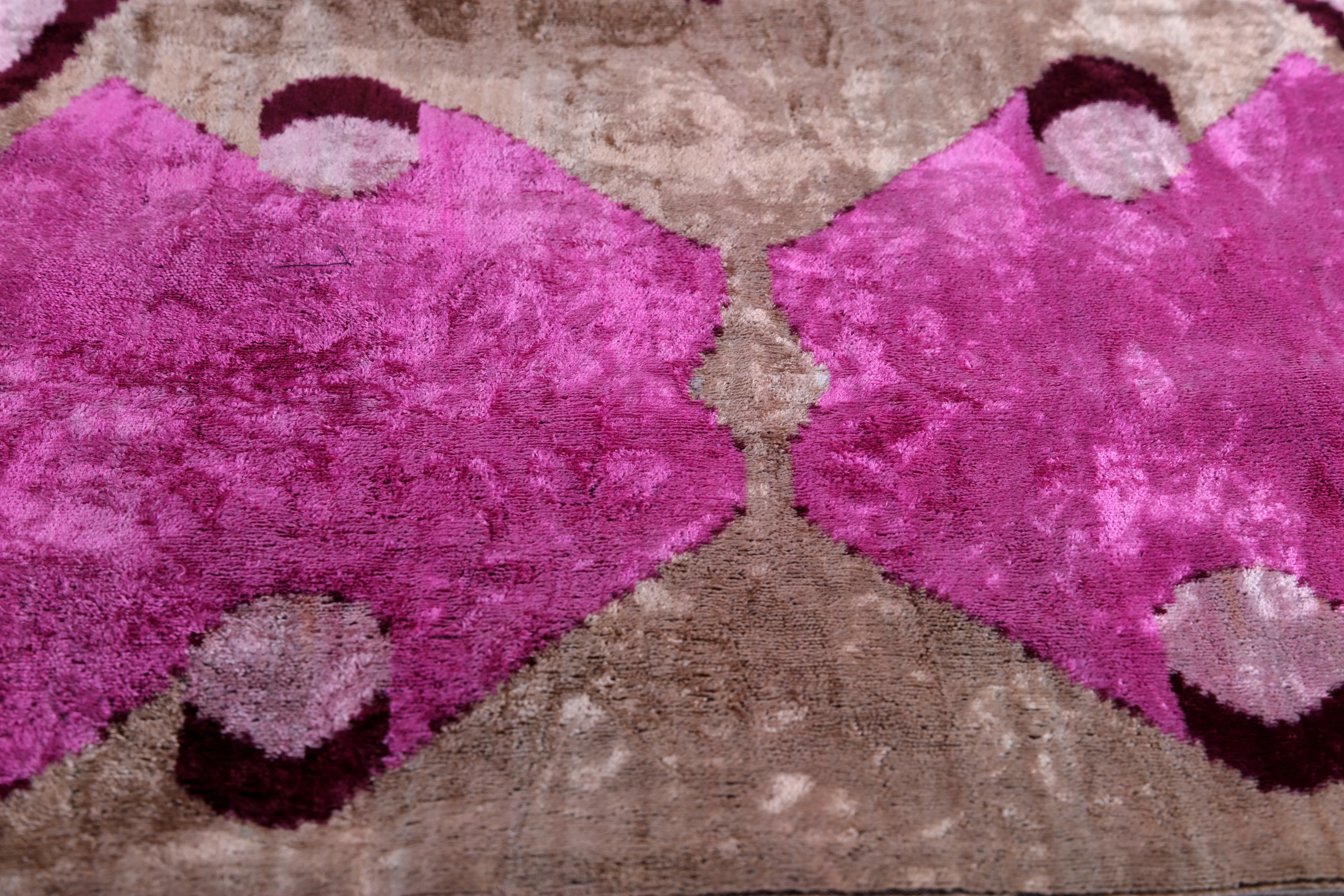 Mirrored Magenta Velvet Pillow – 16x16” | Handmade Silk Luxe - Image 9