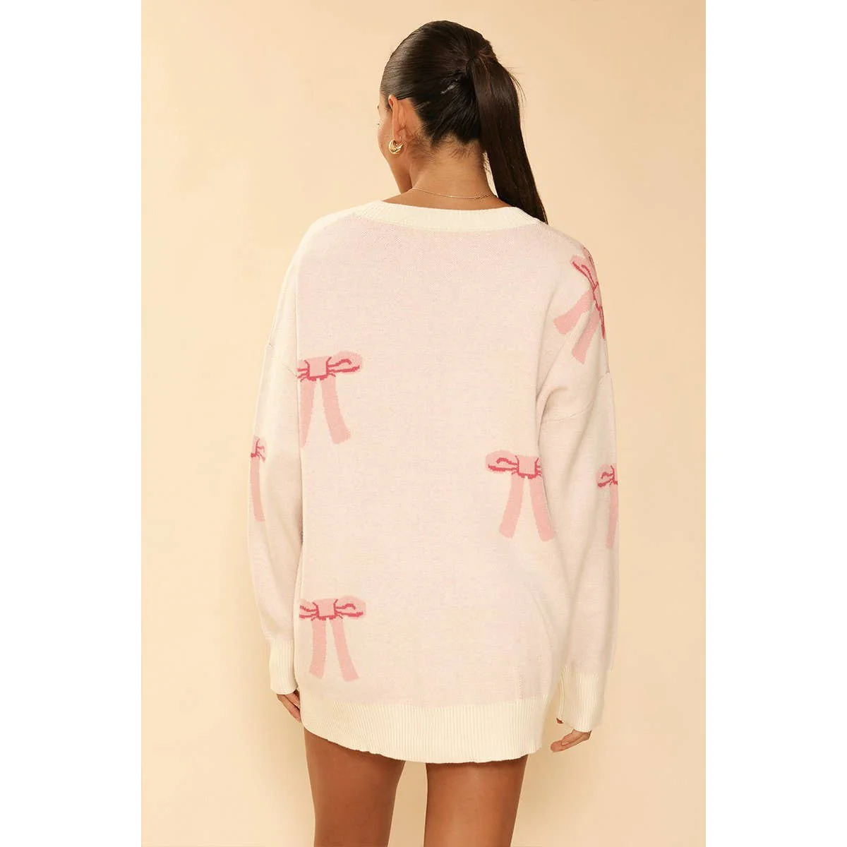 All Over Coquette Bow Knit Cardigan in Blue or Pink [Size Options: SM-XL] - Image 11