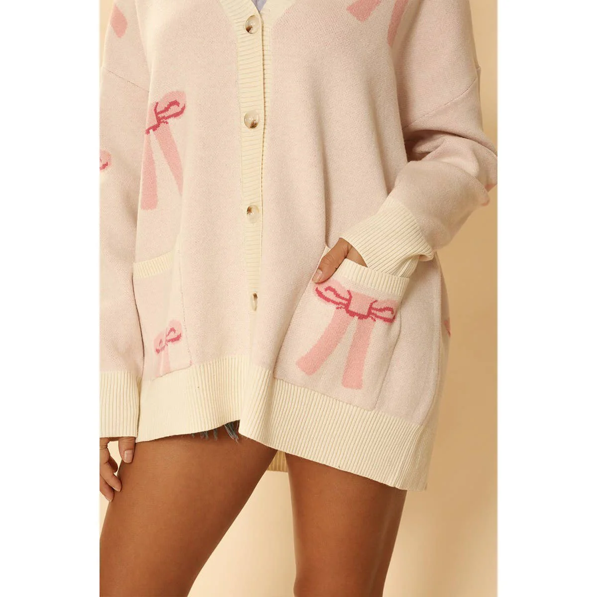 All Over Coquette Bow Knit Cardigan in Blue or Pink [Size Options: SM-XL] - Image 12