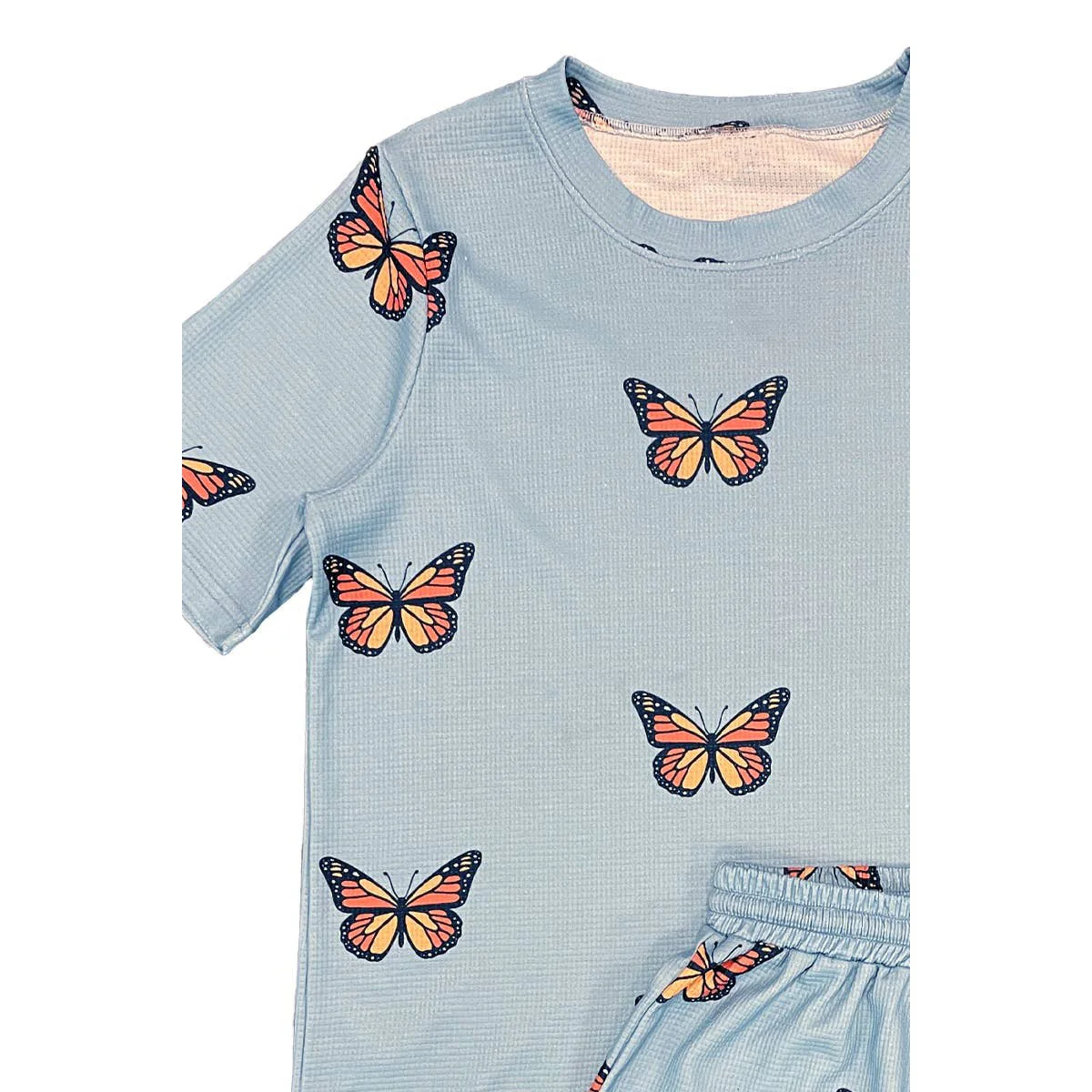 Waffle Fabric Printed Matching Shorts Set | Monarch Butterfly or Mushroom Print - Image 4