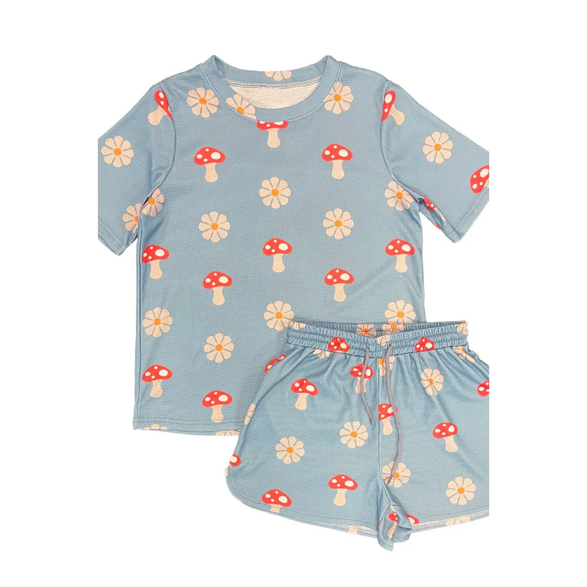 Waffle Fabric Printed Matching Shorts Set | Monarch Butterfly or Mushroom Print - Image 6