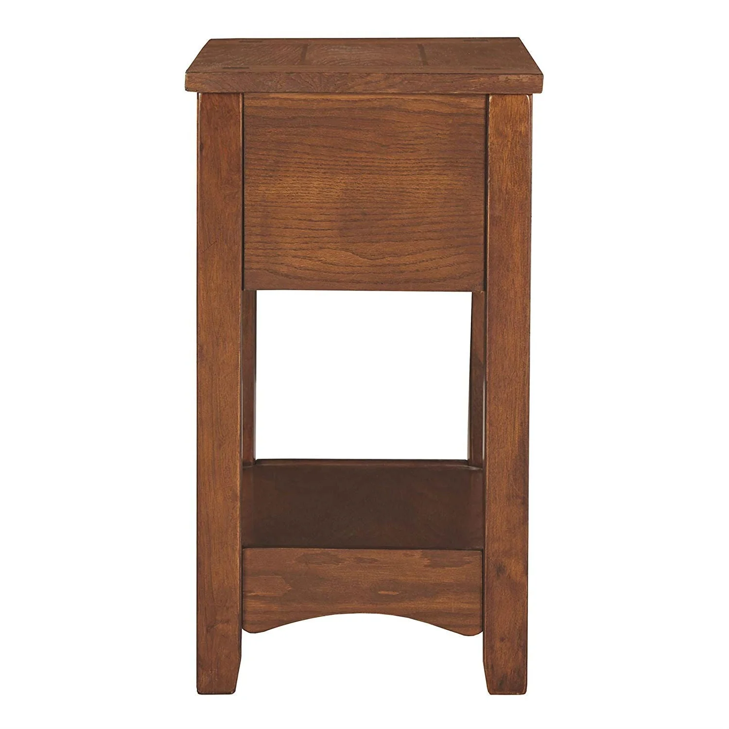 Mission Style 1-Drawer End Table Nightstand in Brown Wood Finish - Image 2