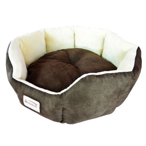 Mocha Beige Round Oval Pet Bed for Small Dogs or Cats - Image 2