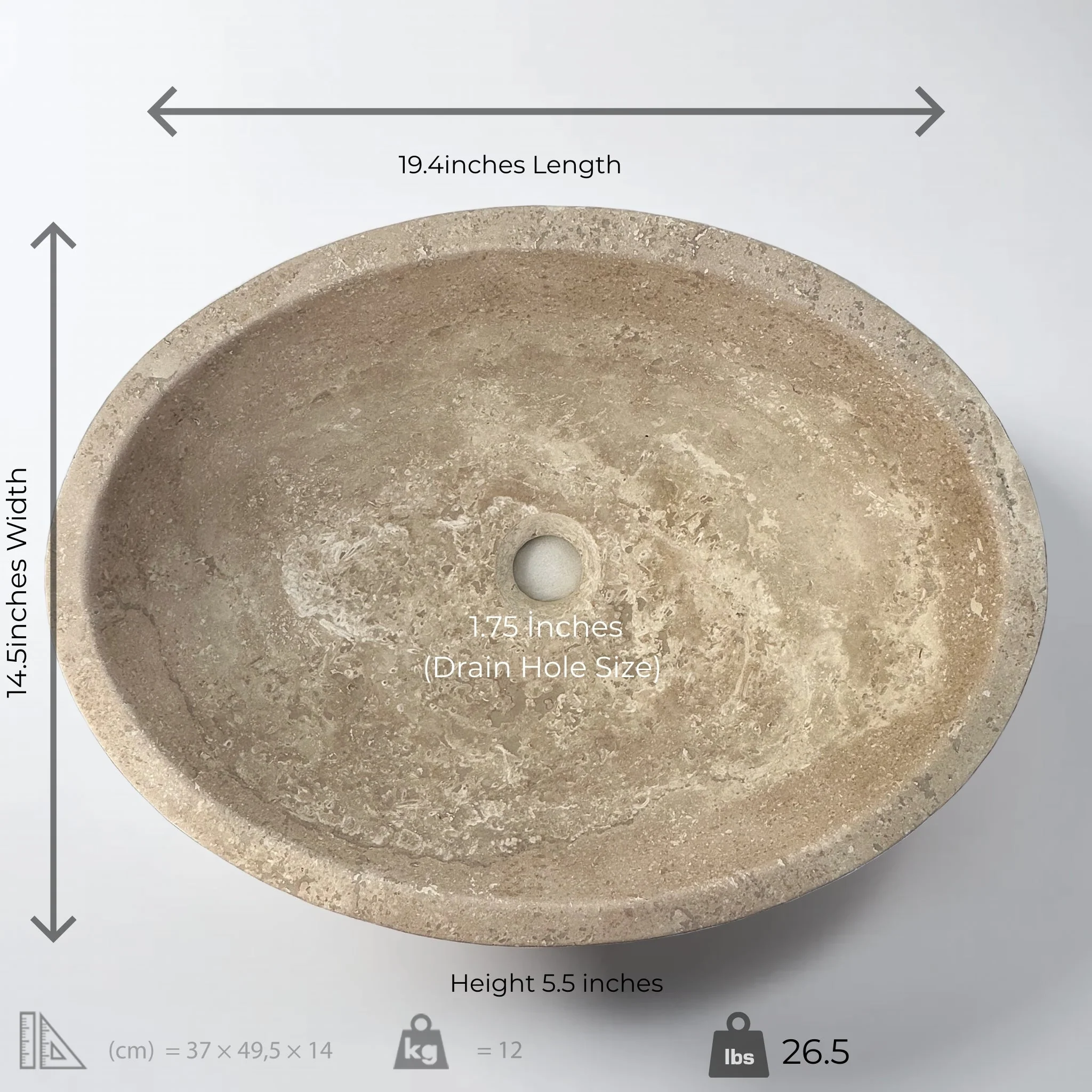 Mocha Travertine  Sink - Image 2