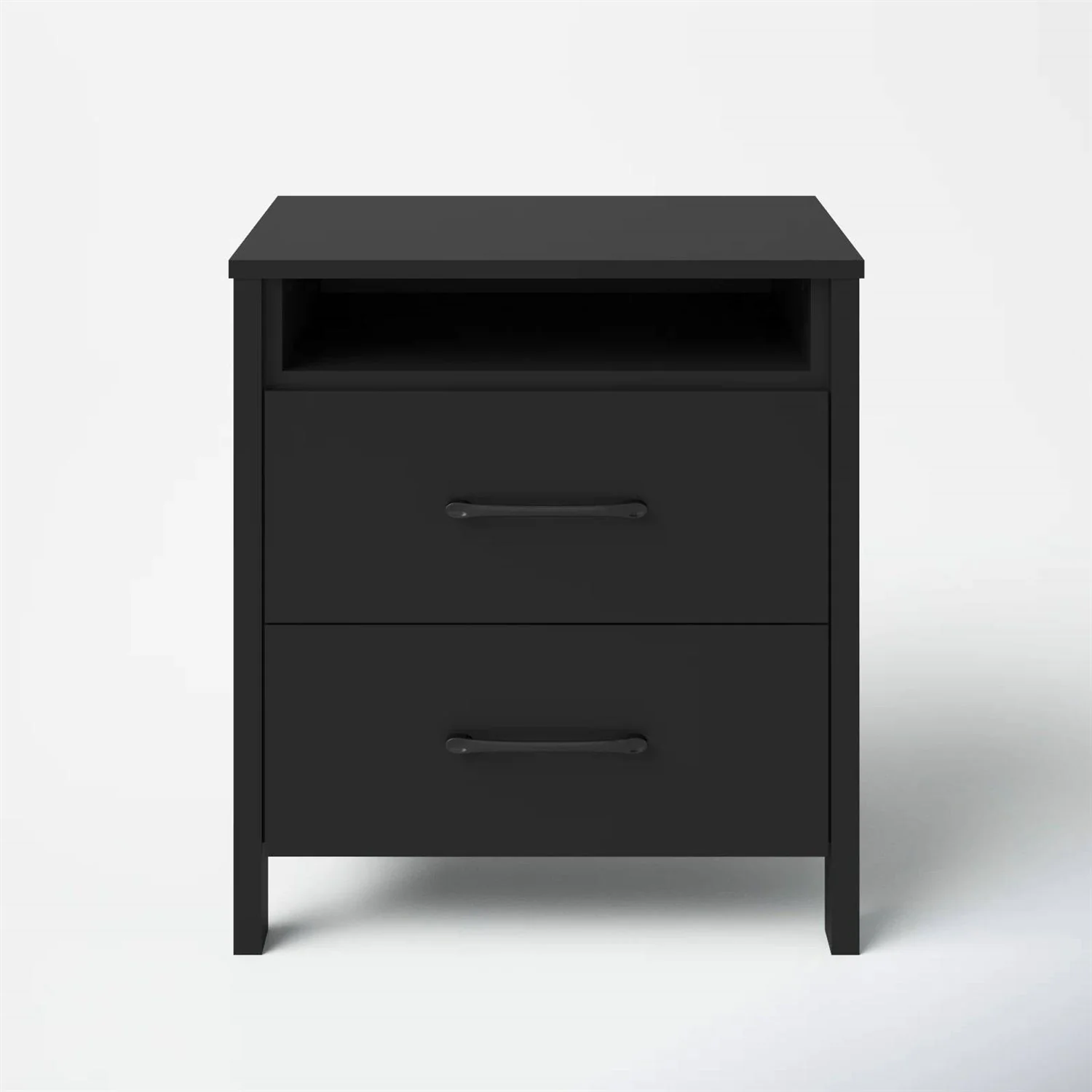 Modern 2-Drawer Nightstand Bedside Table in Black Wood Finish - Image 5