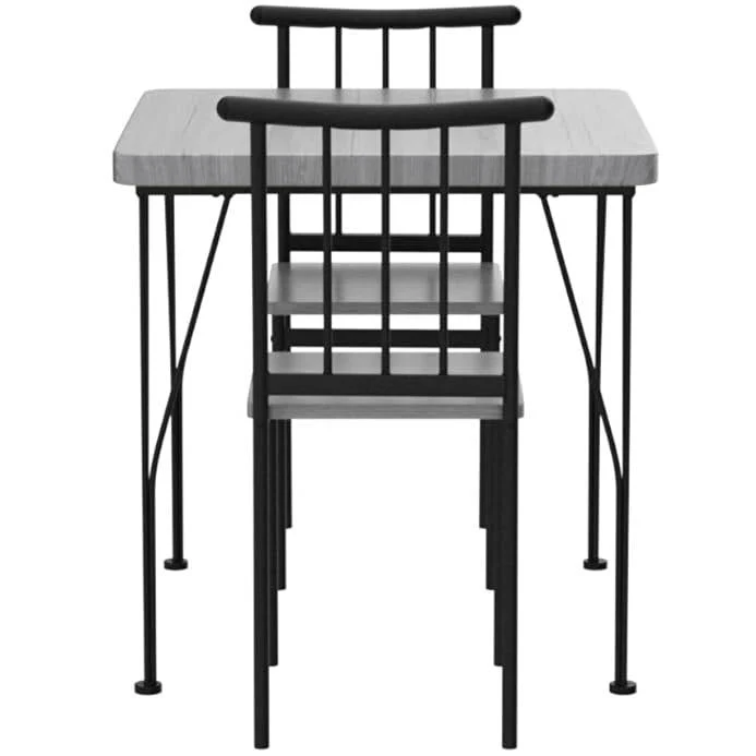 Modern 3-Piece Metal Frame Dining Set with Grey Wood Top Table and 2 Chairs - Image 3