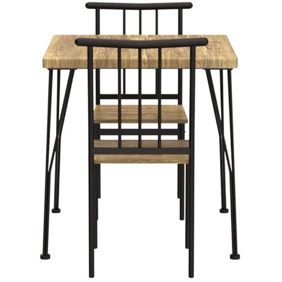 Modern 3-Piece Metal Frame Dining Set with Wood Top Table and 2 Chairs - Image 3