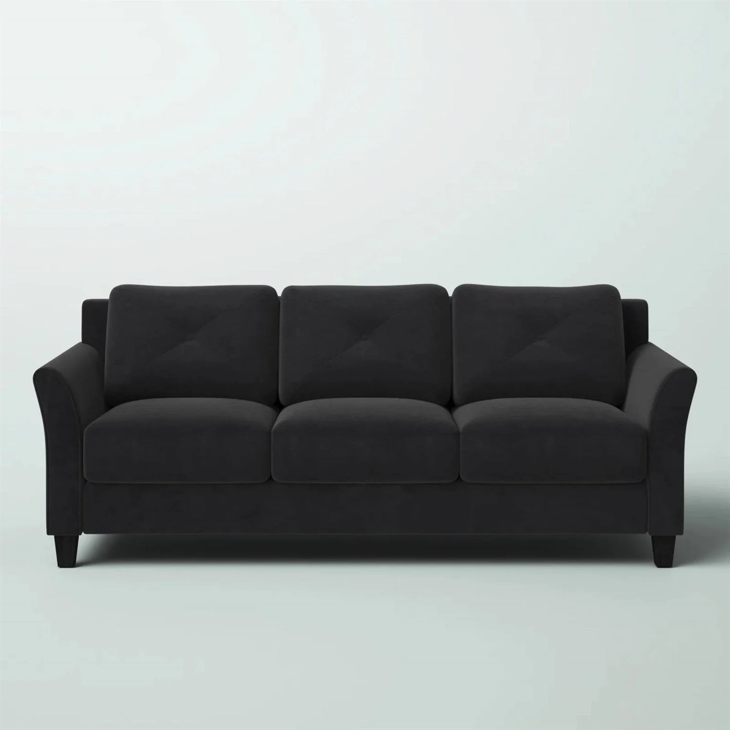 Modern 3-Seater Black Microfiber Upholstered Sofa - Image 3