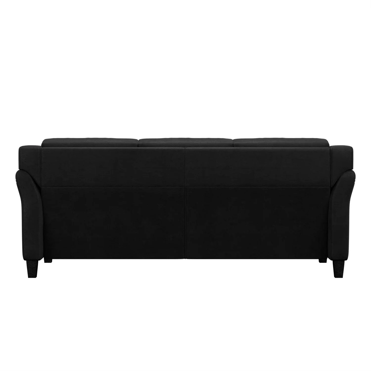 Modern 3-Seater Black Microfiber Upholstered Sofa - Image 4