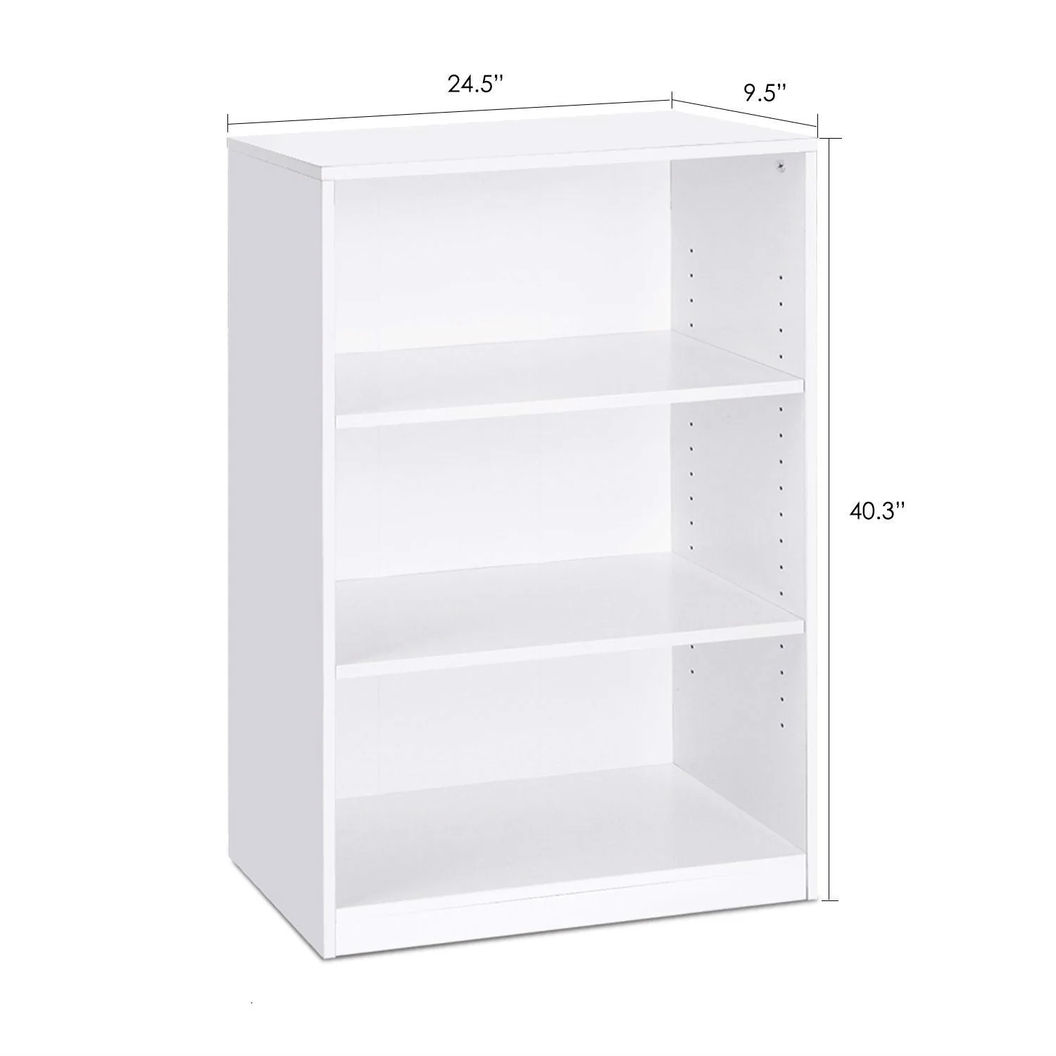 Modern 3-Shelf Bookcase in White Wood Finish - Image 2