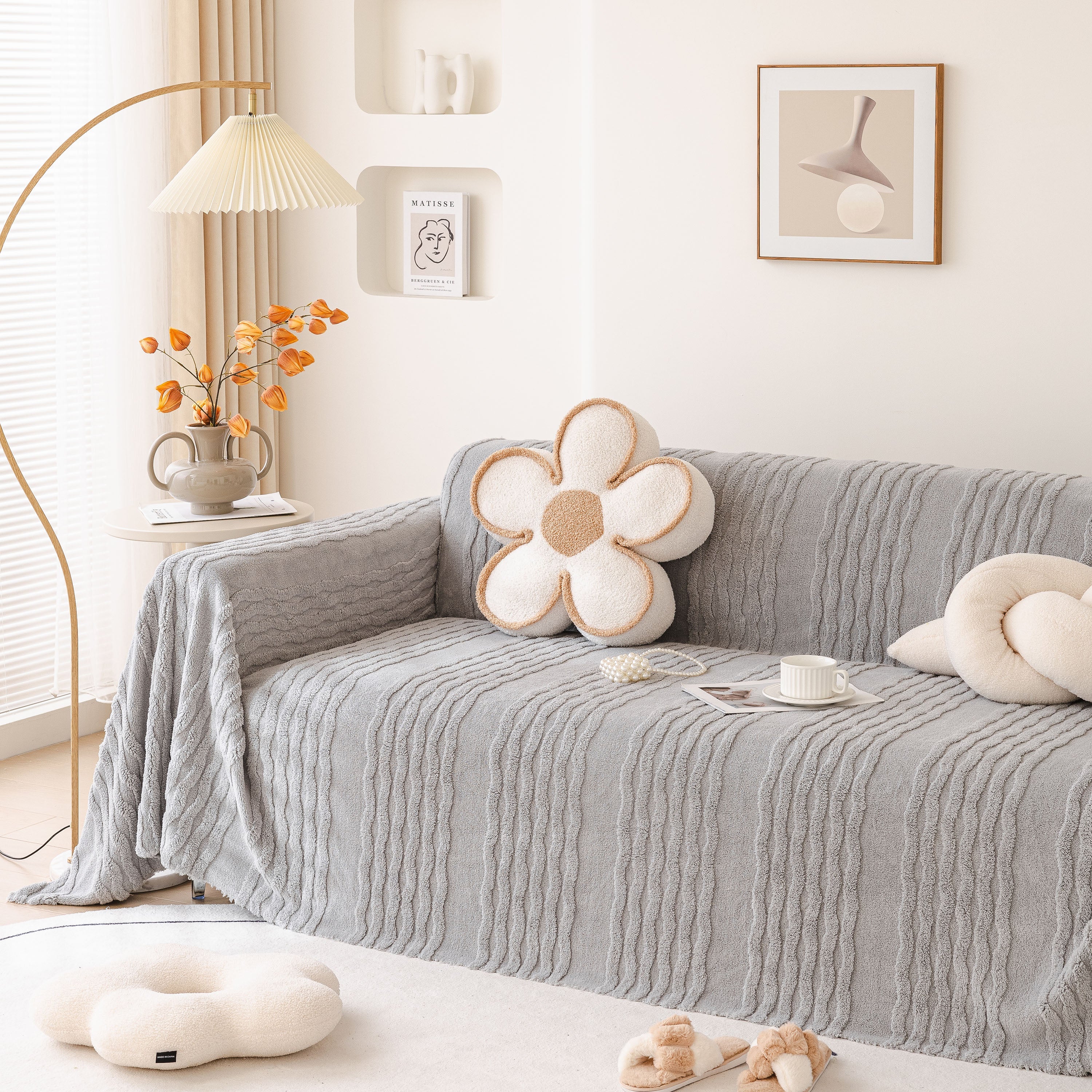 Modern 3D Water Ripple Sofa Cover, Non-Shedding Cream Style Furniture Protector Throw - Image 30
