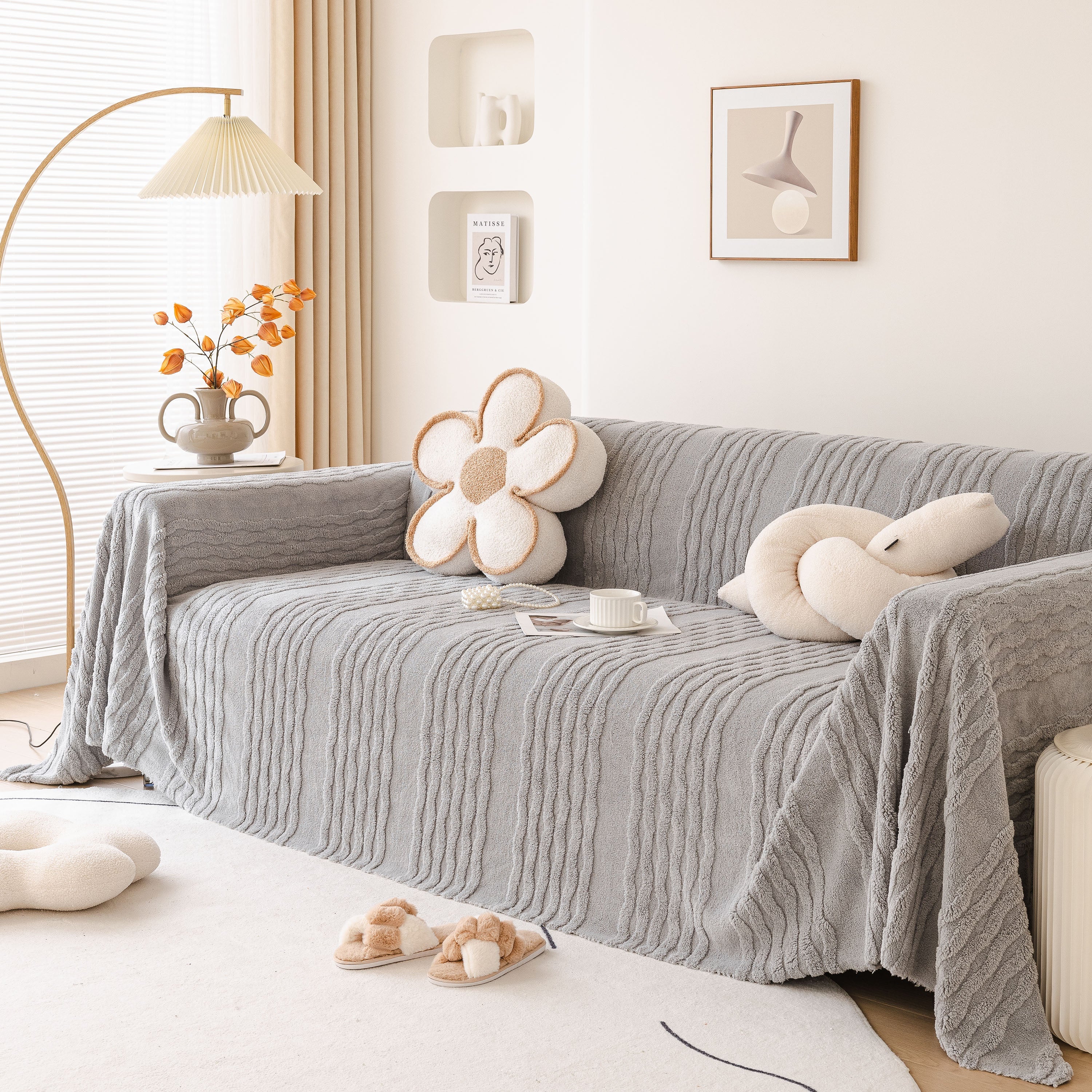 Modern 3D Water Ripple Sofa Cover, Non-Shedding Cream Style Furniture Protector Throw - Image 31
