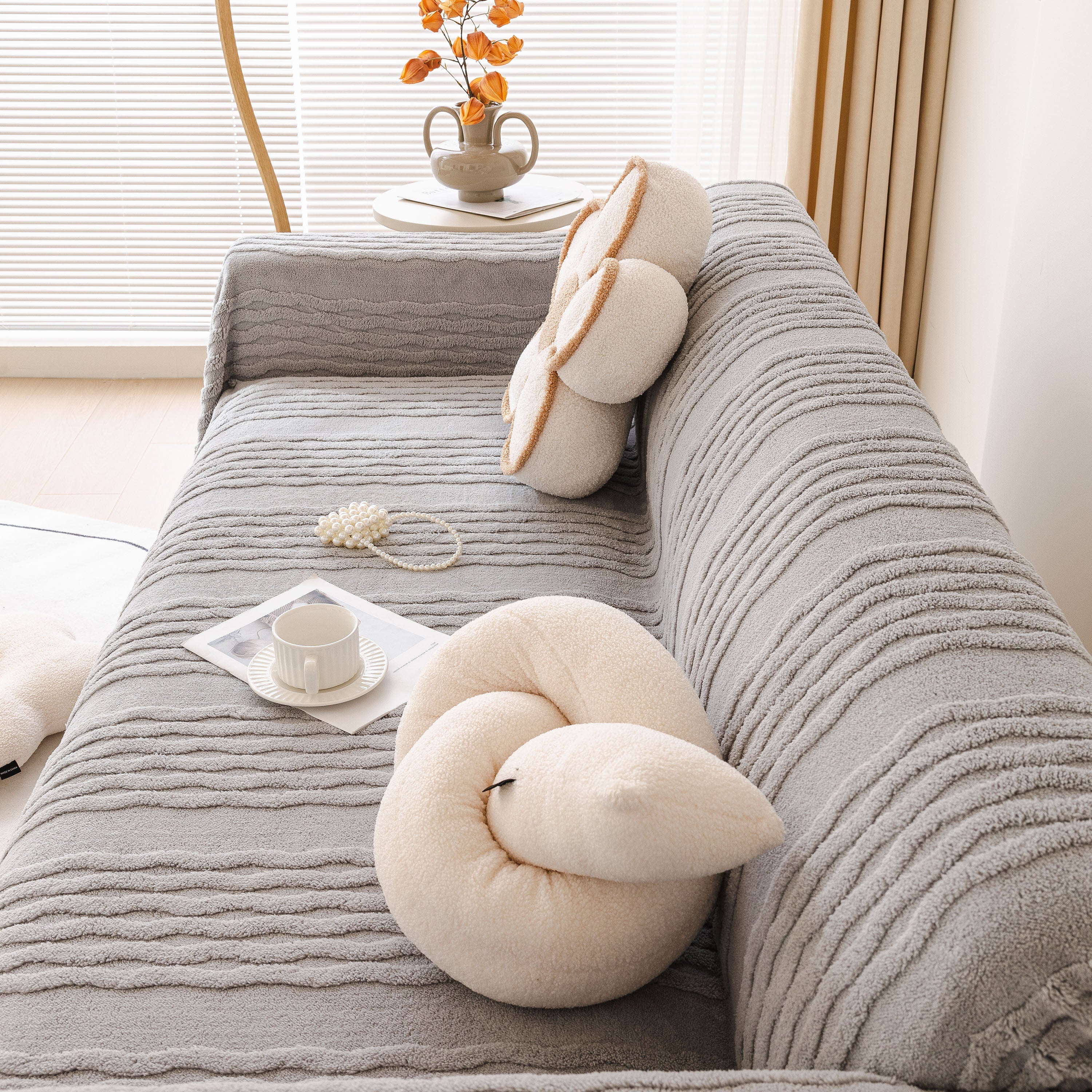 Modern 3D Water Ripple Sofa Cover, Non-Shedding Cream Style Furniture Protector Throw - Image 36