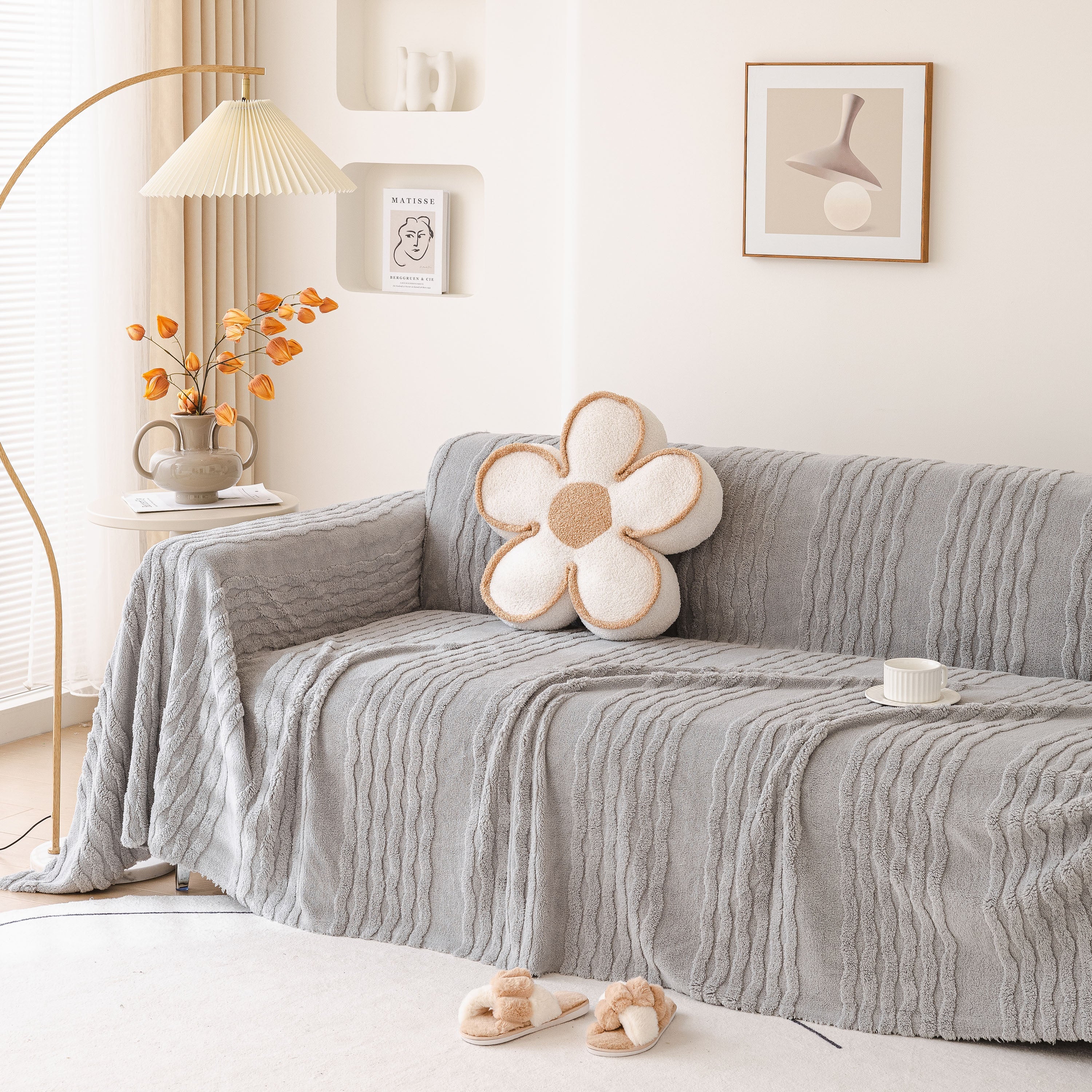 Modern 3D Water Ripple Sofa Cover, Non-Shedding Cream Style Furniture Protector Throw - Image 41