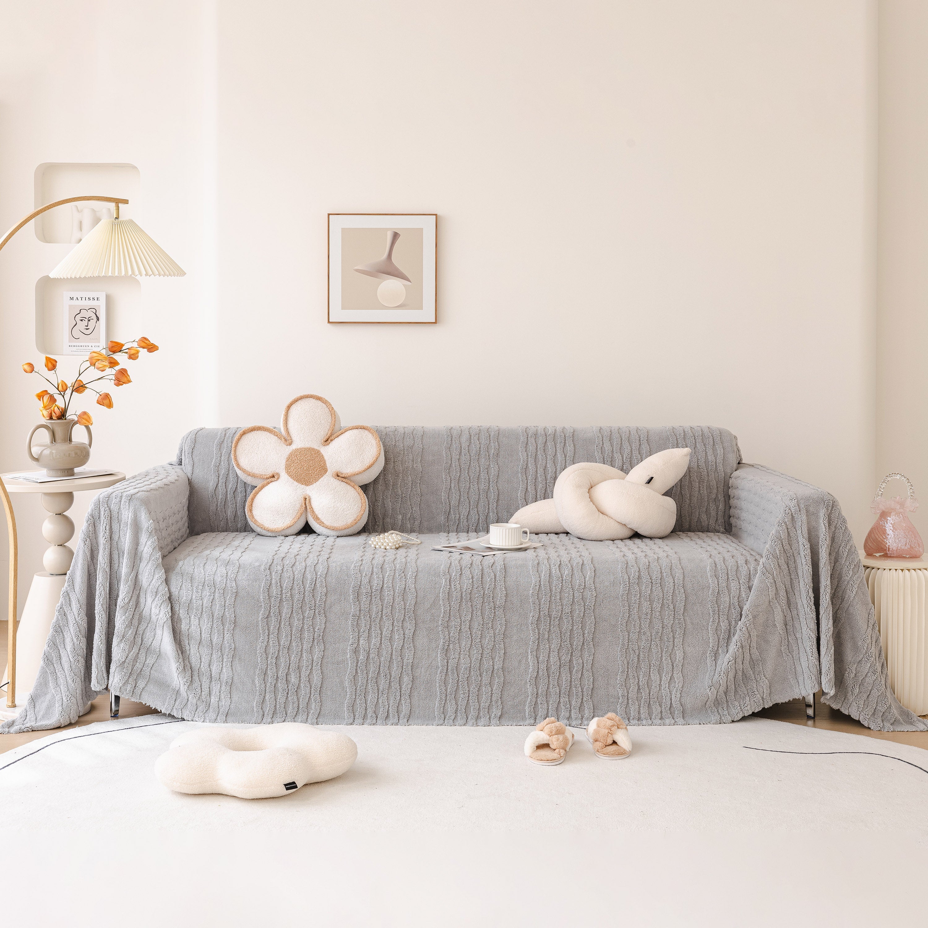 Modern 3D Water Ripple Sofa Cover, Non-Shedding Cream Style Furniture Protector Throw - Image 53