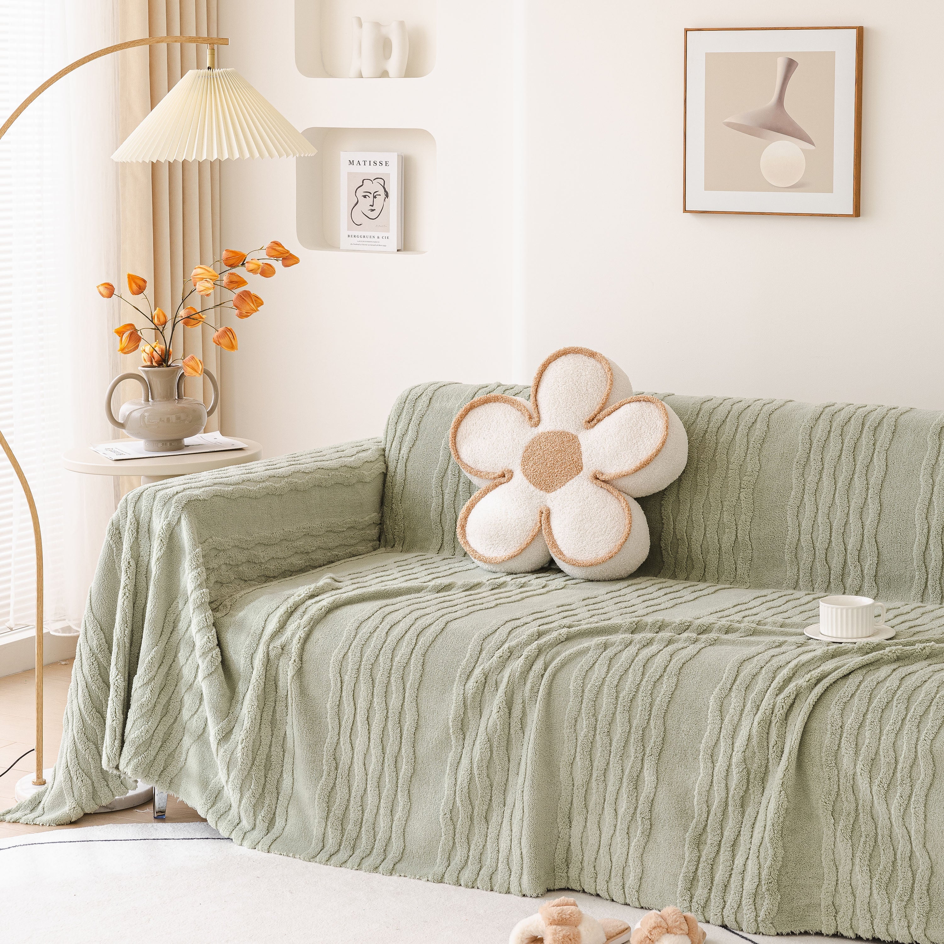 Modern 3D Water Ripple Sofa Cover, Non-Shedding Cream Style Furniture Protector Throw - Image 67