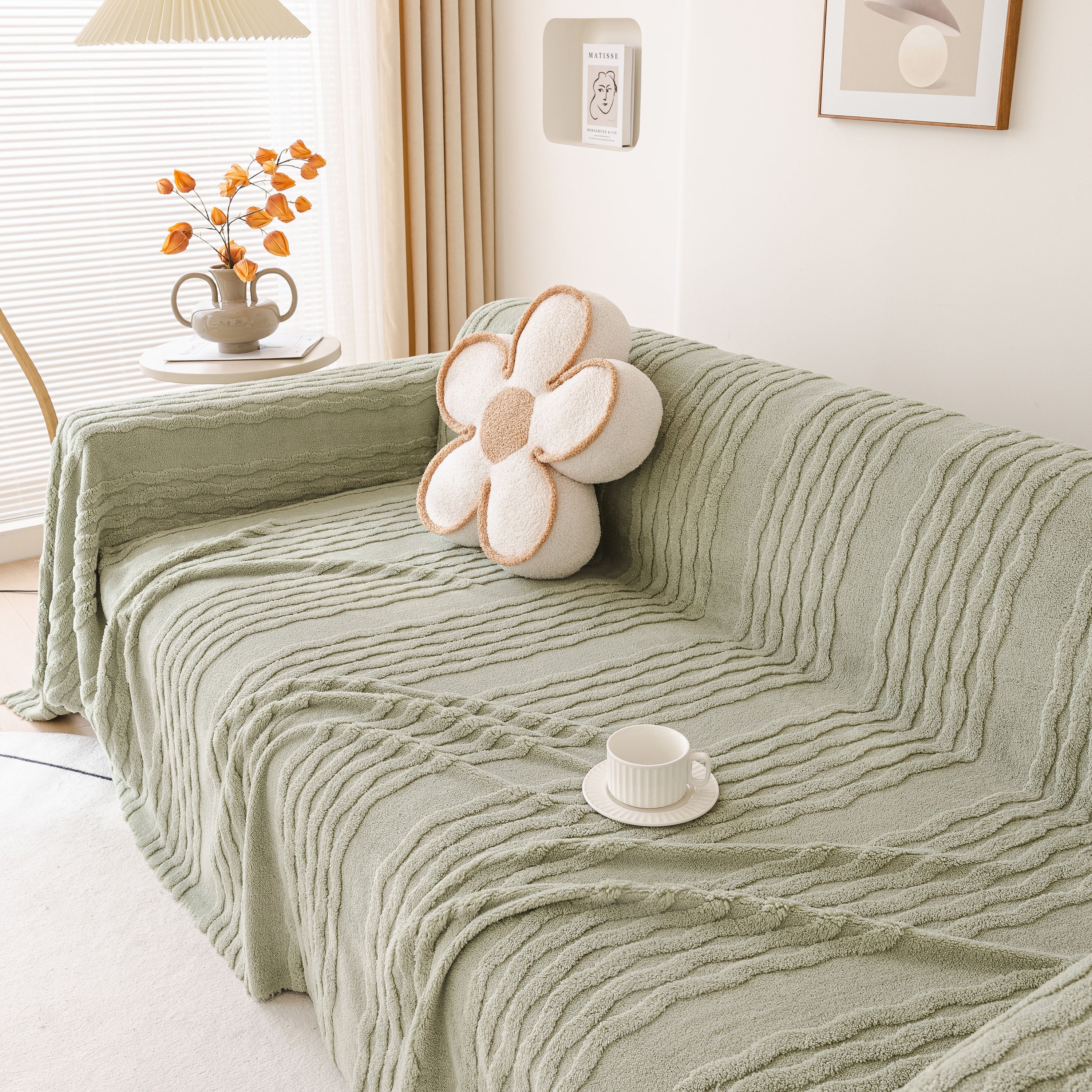 Modern 3D Water Ripple Sofa Cover, Non-Shedding Cream Style Furniture Protector Throw - Image 68