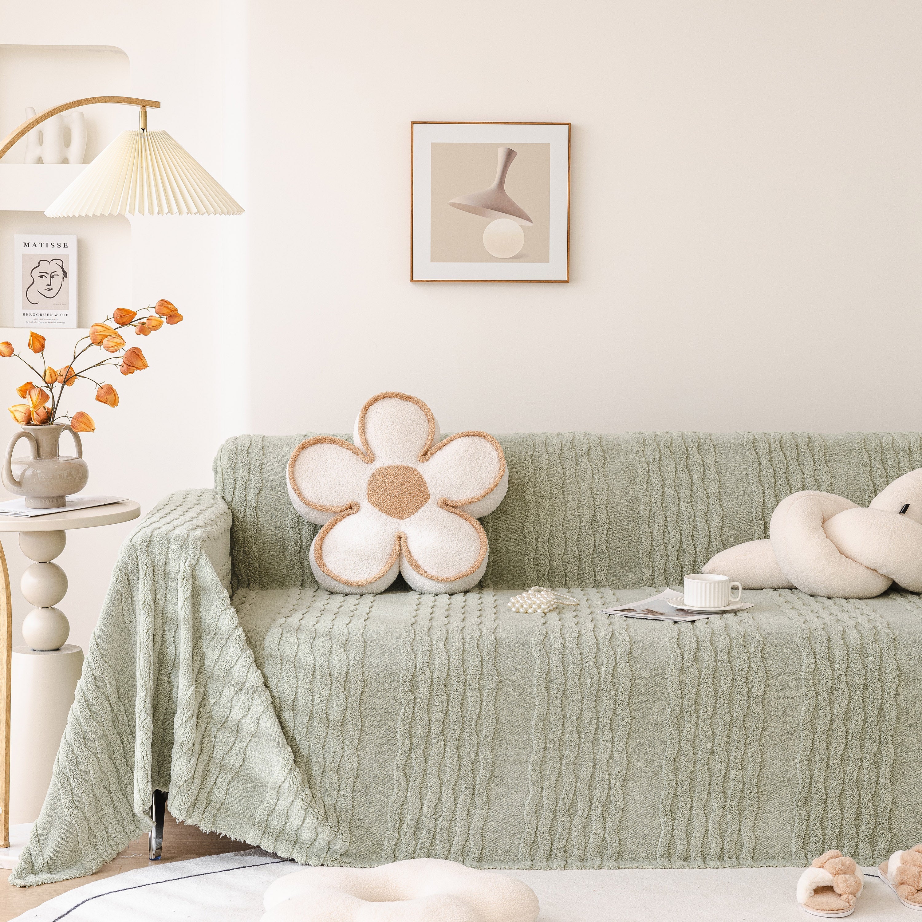 Modern 3D Water Ripple Sofa Cover, Non-Shedding Cream Style Furniture Protector Throw - Image 77