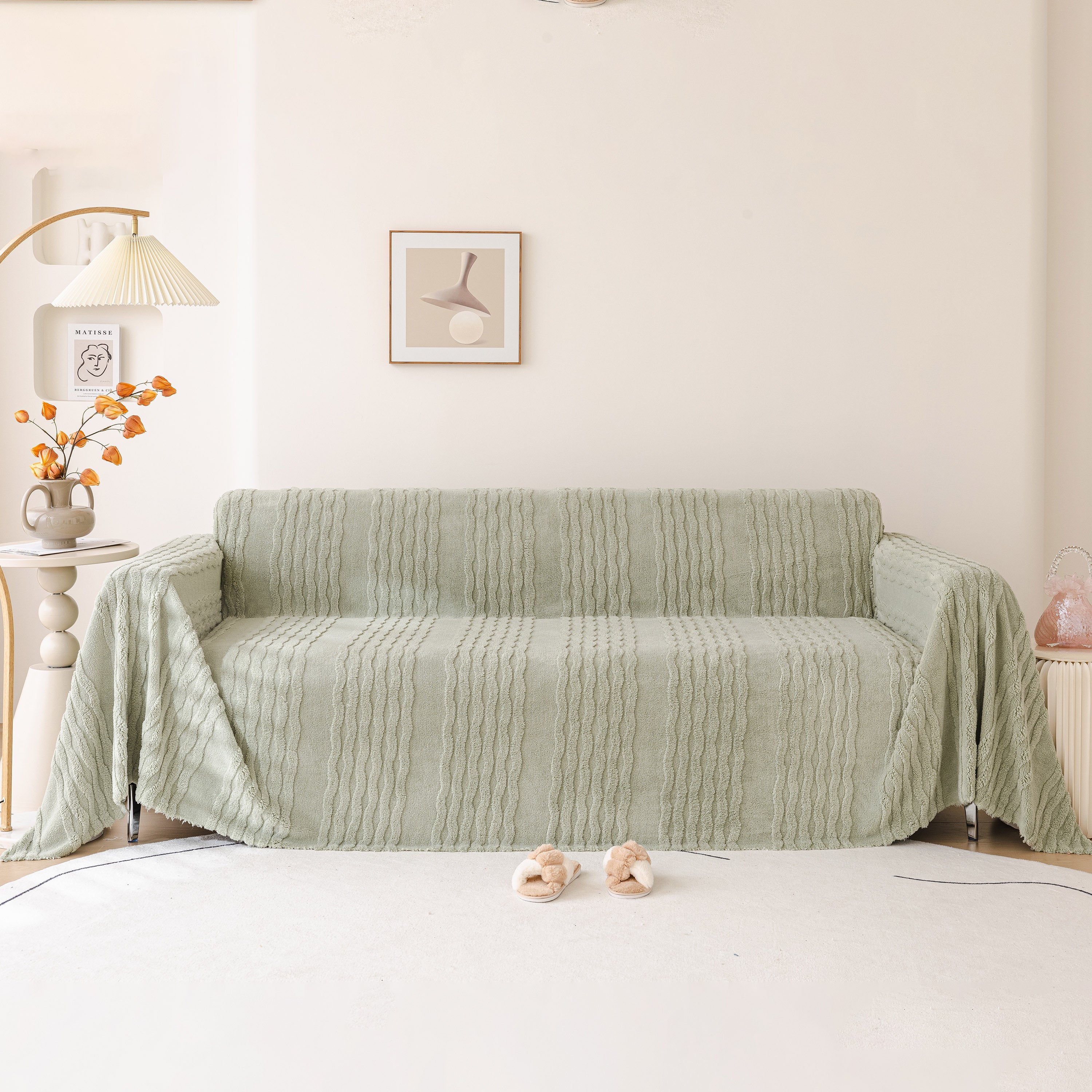 Modern 3D Water Ripple Sofa Cover, Non-Shedding Cream Style Furniture Protector Throw - Image 78