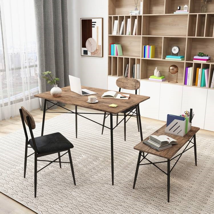 Modern 4-Piece Dining Set with Wood Top Table 2 Chairs and Bench - Image 4